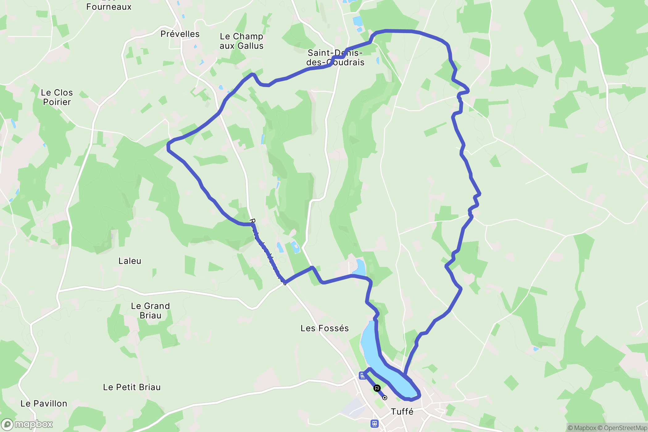 Tuffé-Val-de-la-Chéronne : carte du parcours de randonnée - France