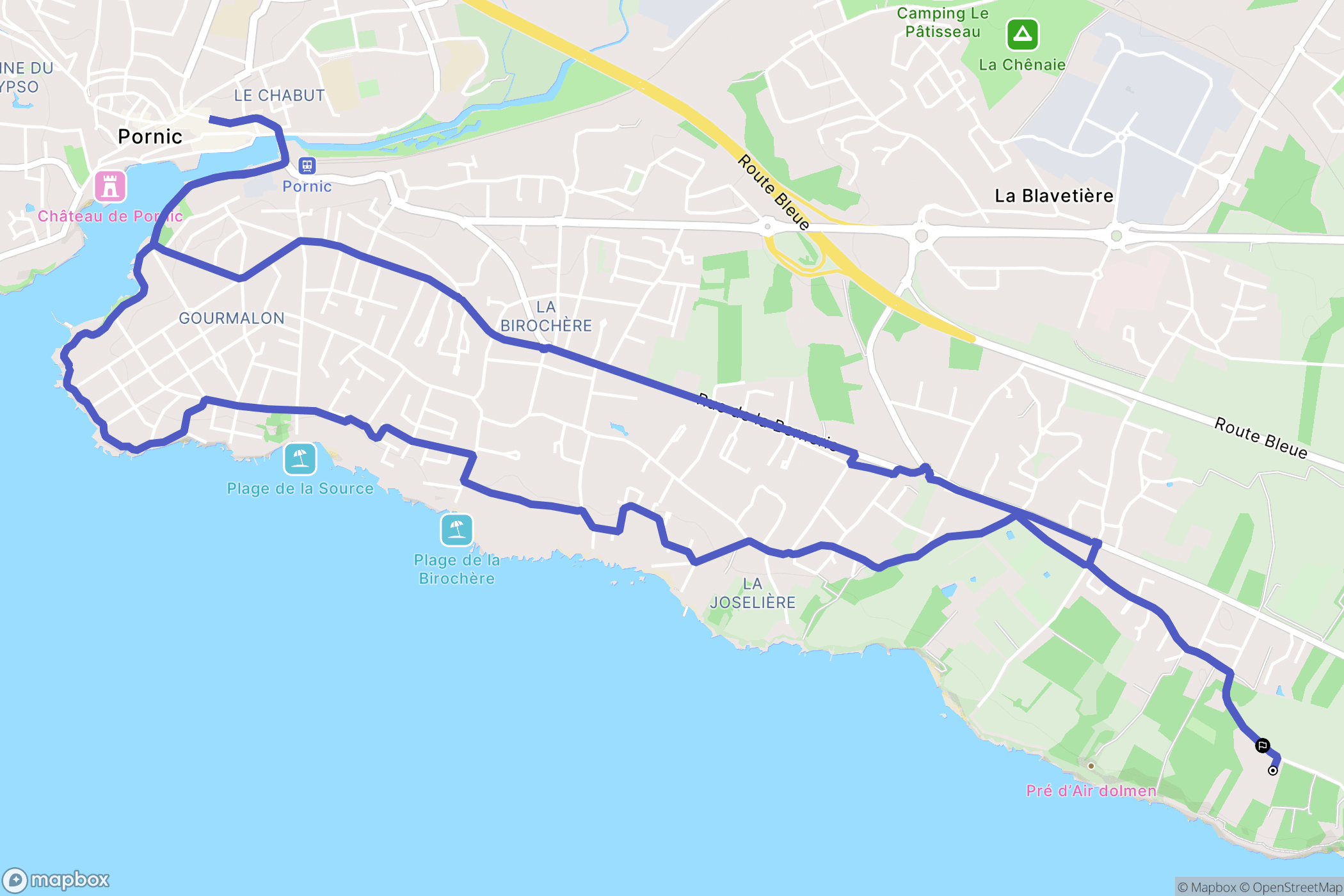 Pornic : carte du parcours de randonnée - France