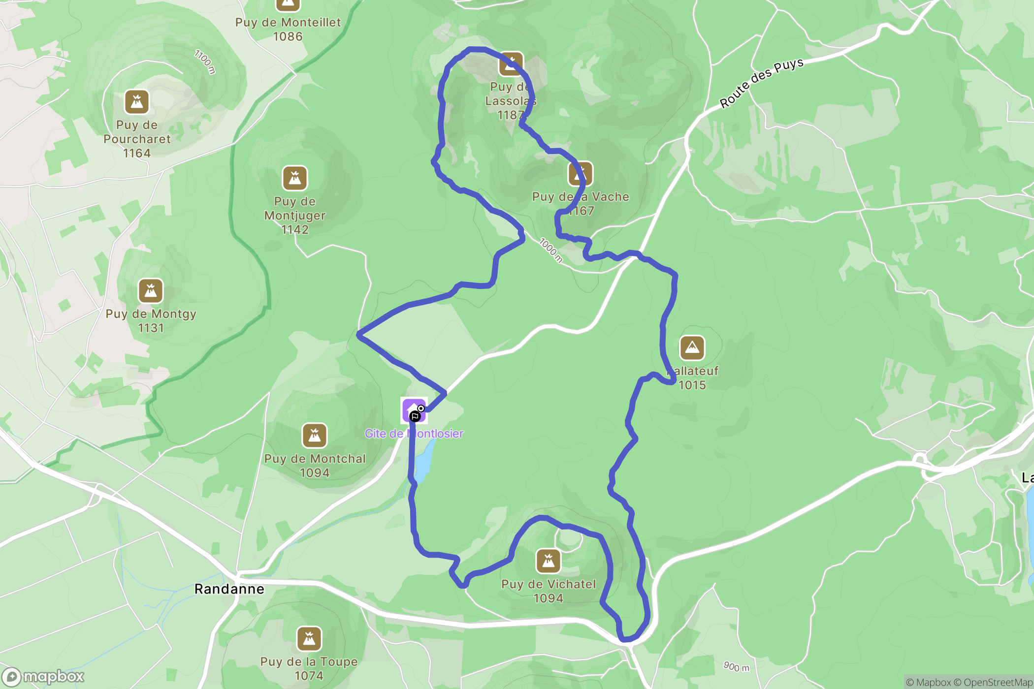 Aydat : carte du parcours de randonnée - France