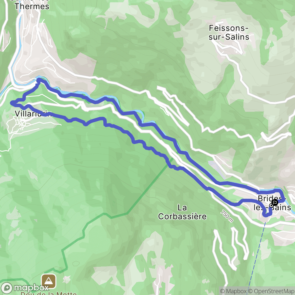 Brides-les-Bains : carte du parcours de randonnée - France