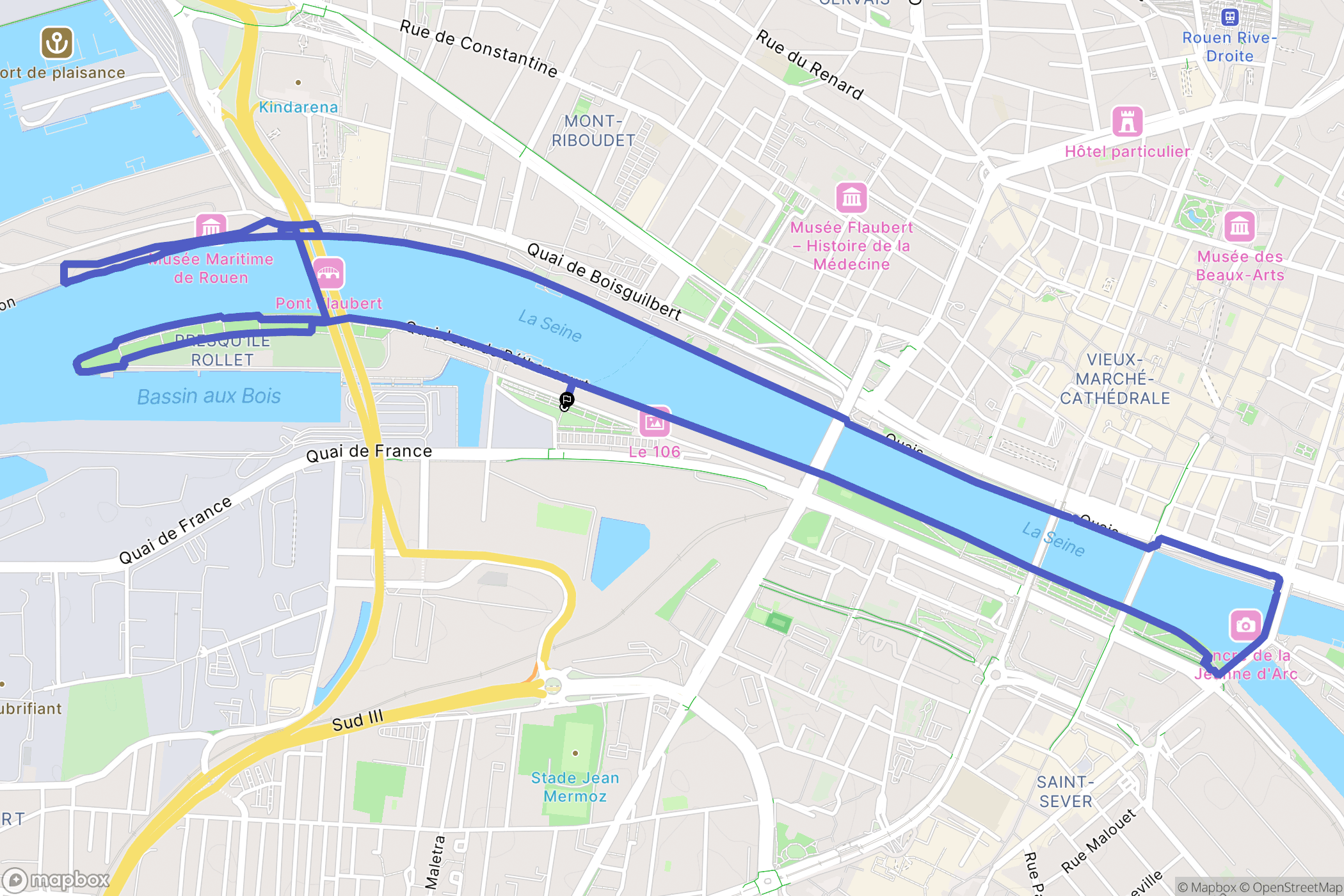 Rouen : carte du parcours de randonnée - France