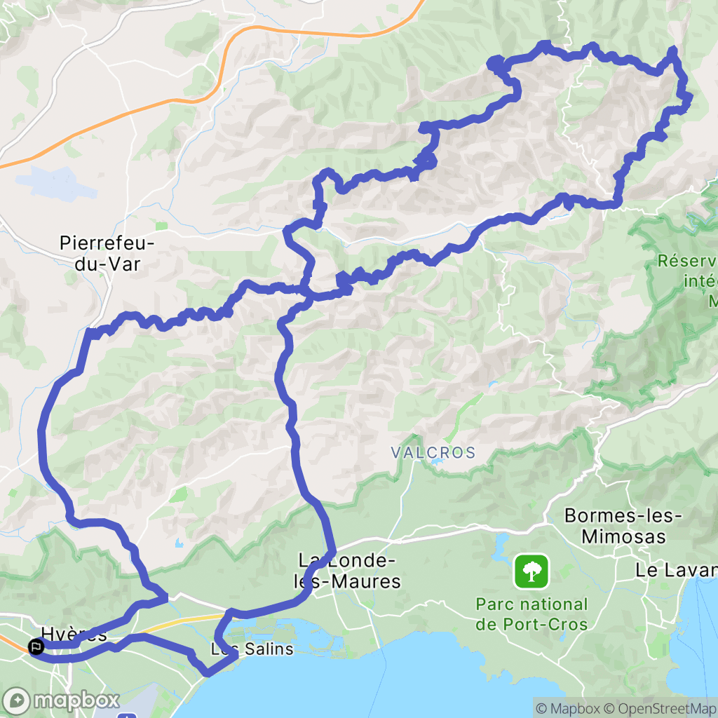 Hyères : carte du parcours de randonnée - France