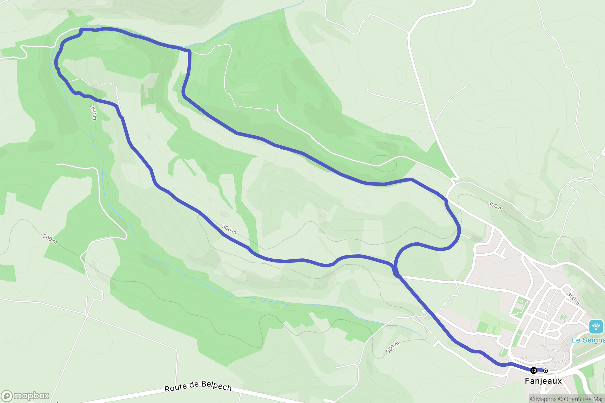 Fanjeaux : carte du parcours de randonnée - France