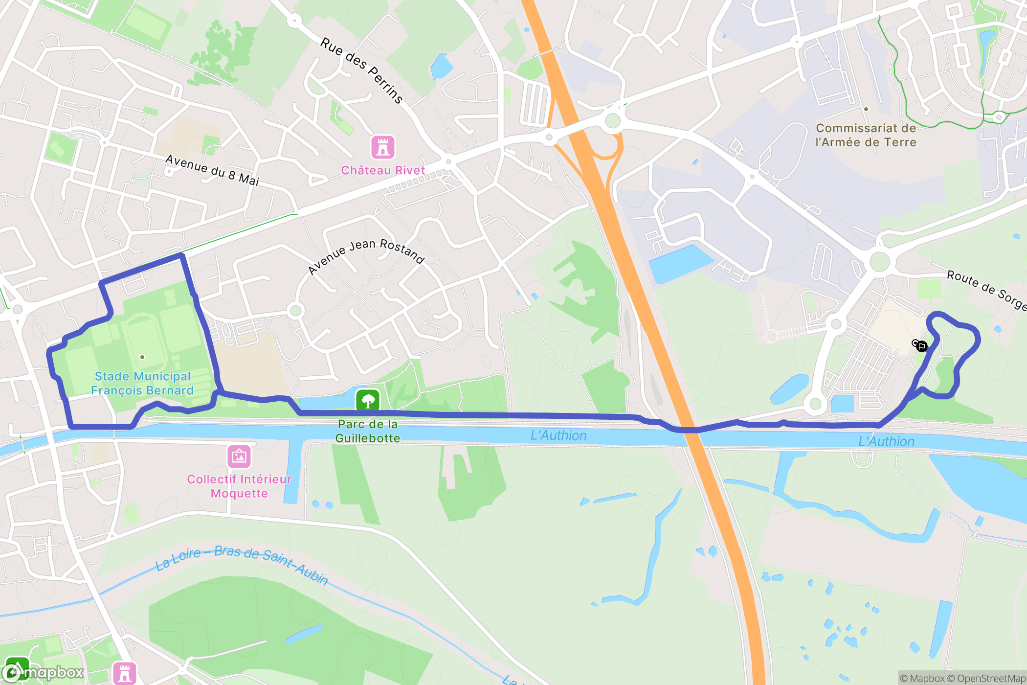 Les Ponts-de-Cé : carte du parcours de randonnée - France