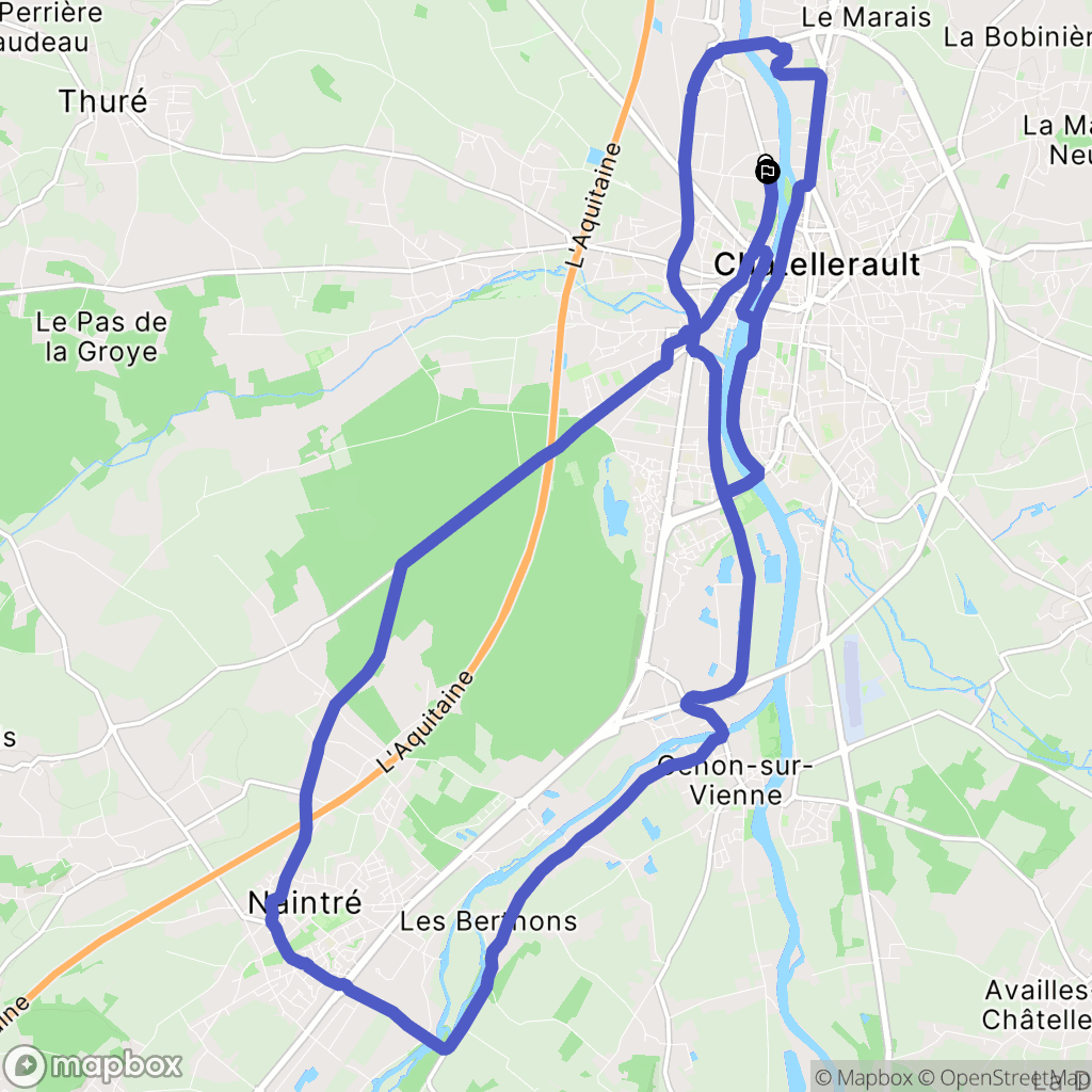 Châtellerault : carte du parcours de randonnée - France