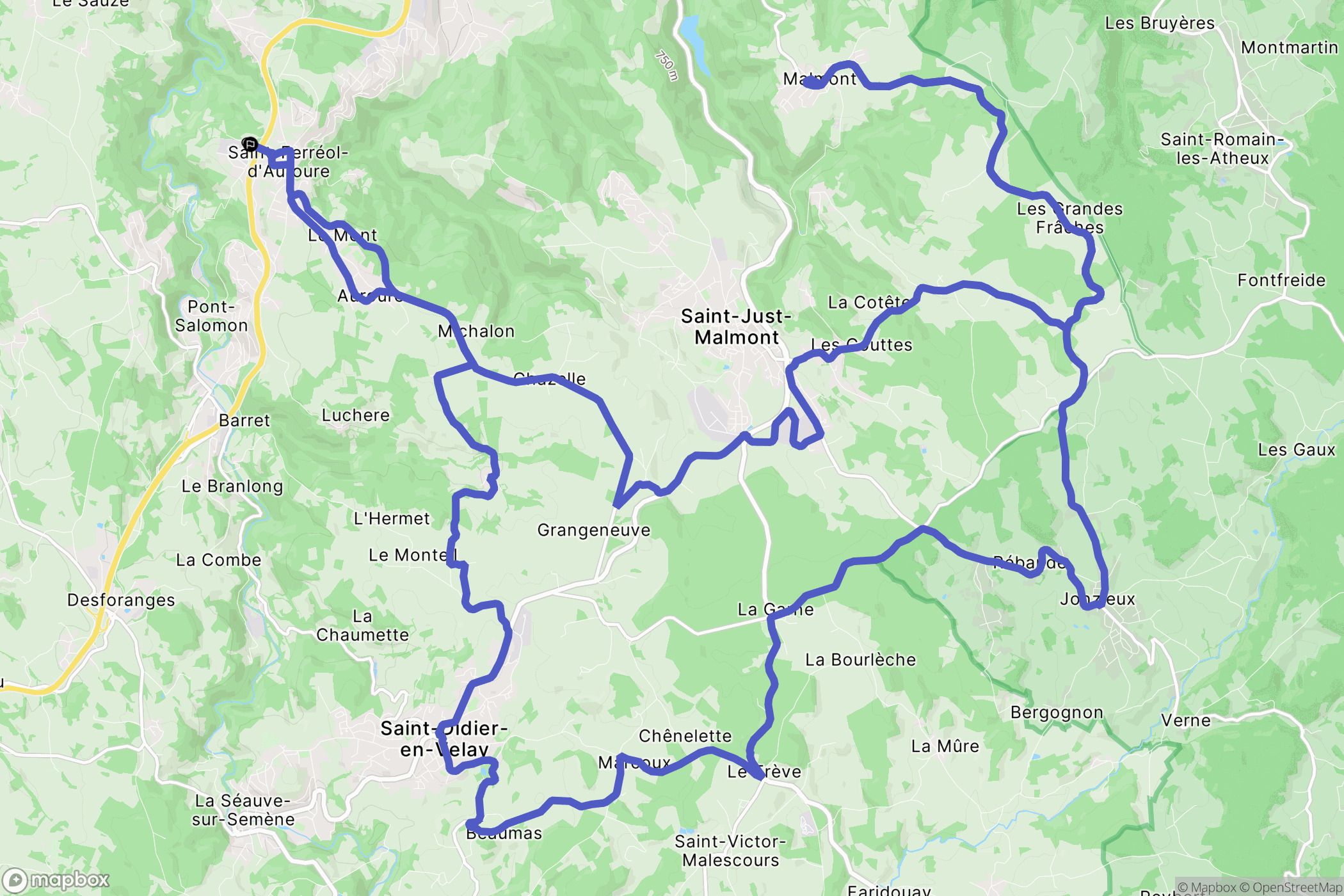 Saint-Ferréol-d'Auroure : carte du parcours de randonnée - France