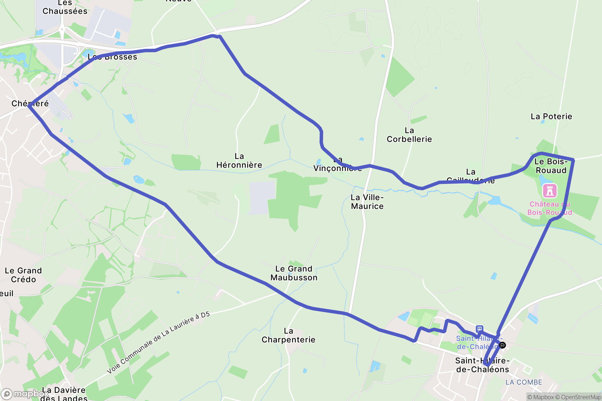 Saint-Hilaire-de-Chaléons : carte du parcours de randonnée - France