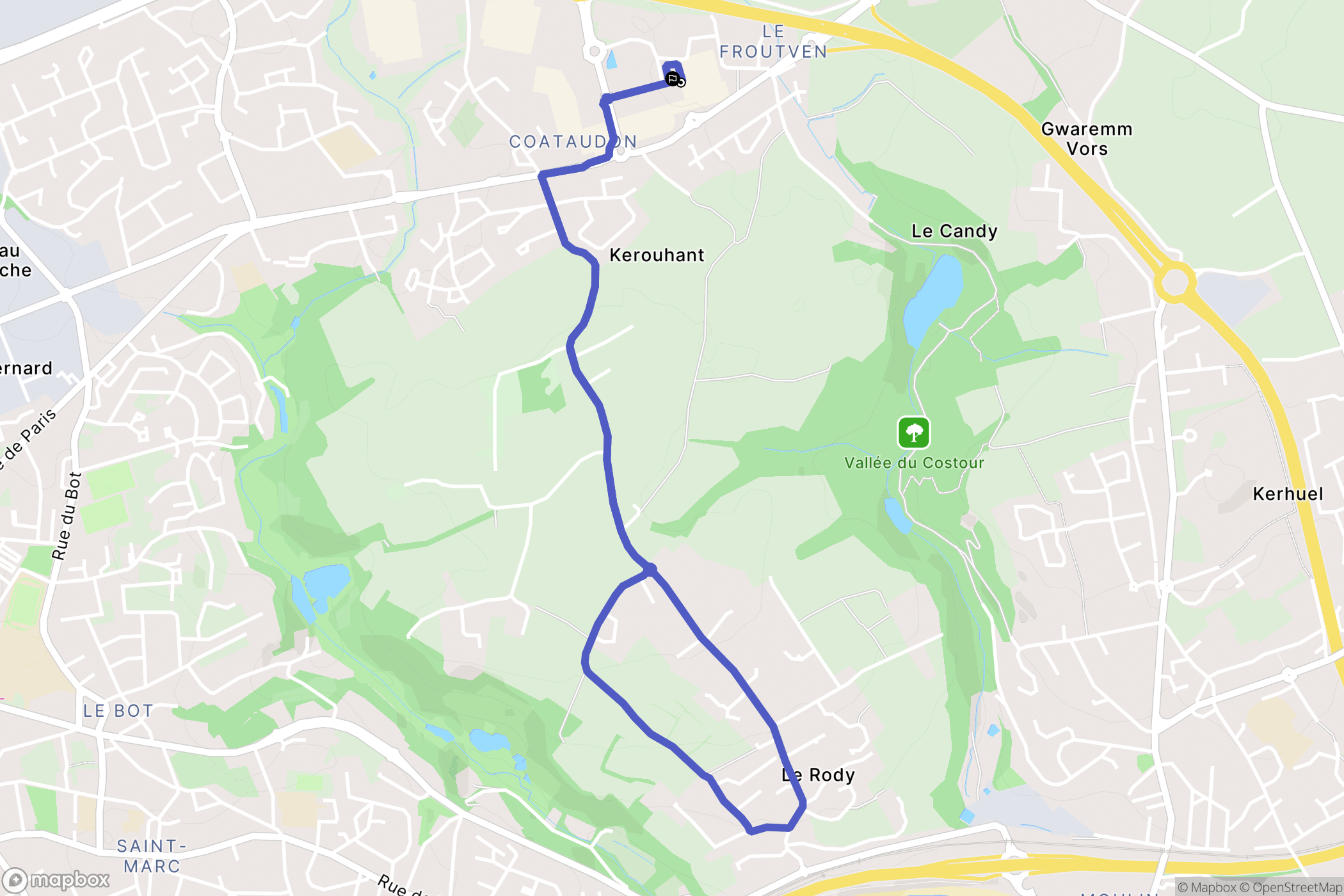 Guipavas : carte du parcours de randonnée - France