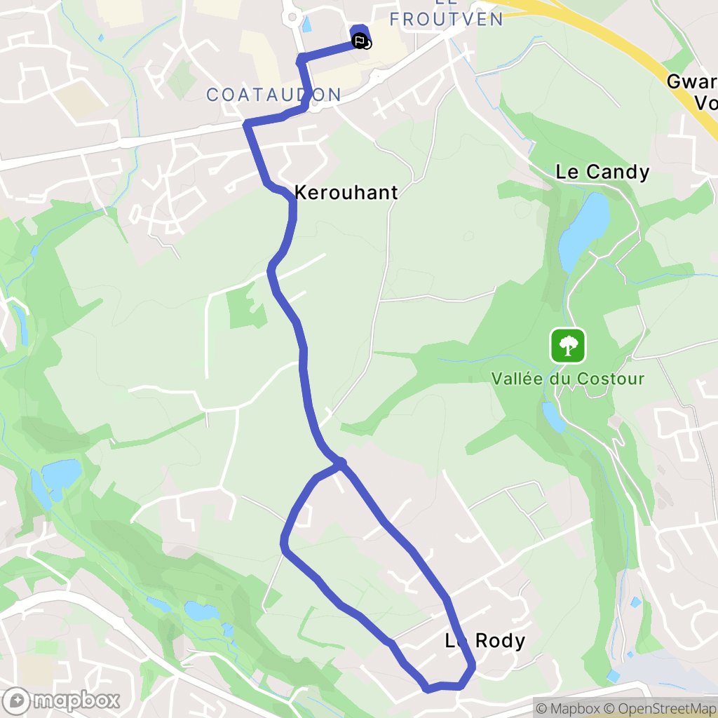 Guipavas : carte du parcours de randonnée - France