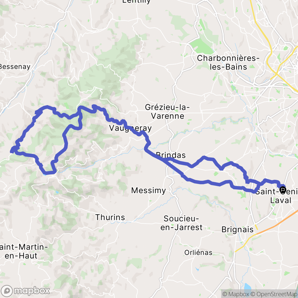 Saint-Genis-Laval : carte du parcours de randonnée - France
