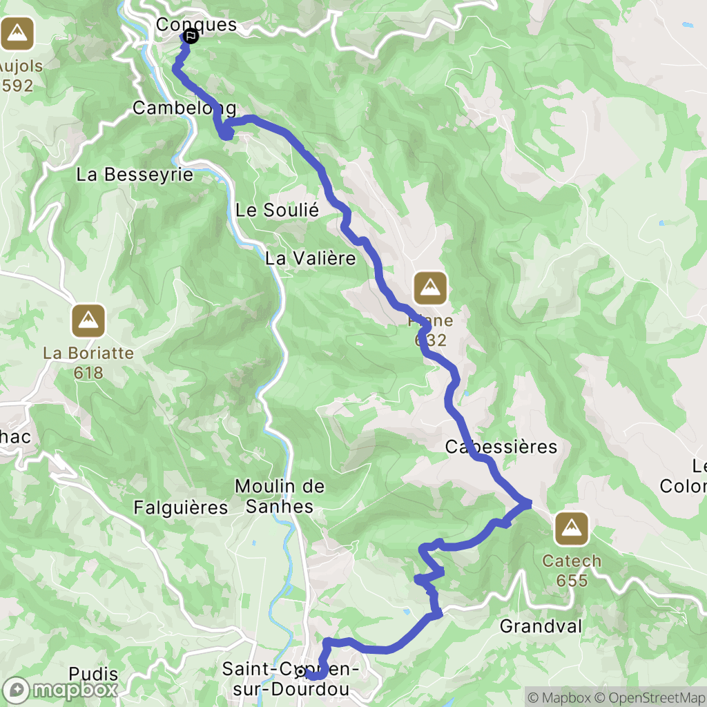 Conques-en-Rouergue : carte du parcours de randonnée - France