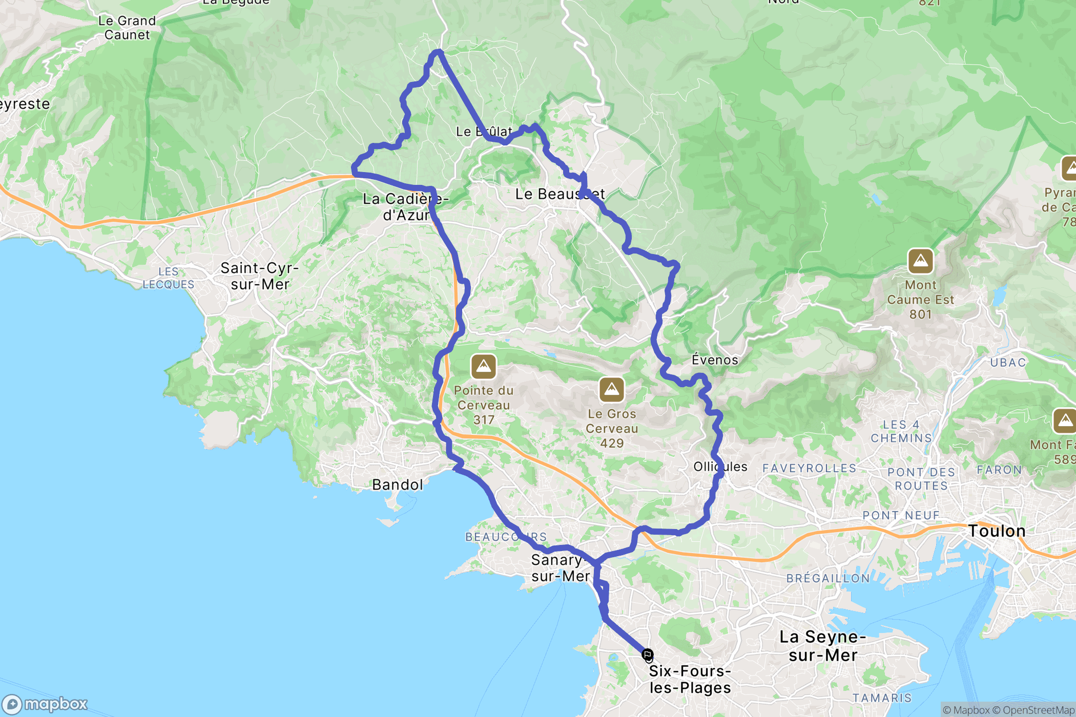 Six-Fours-les-Plages : carte du parcours de randonnée - France