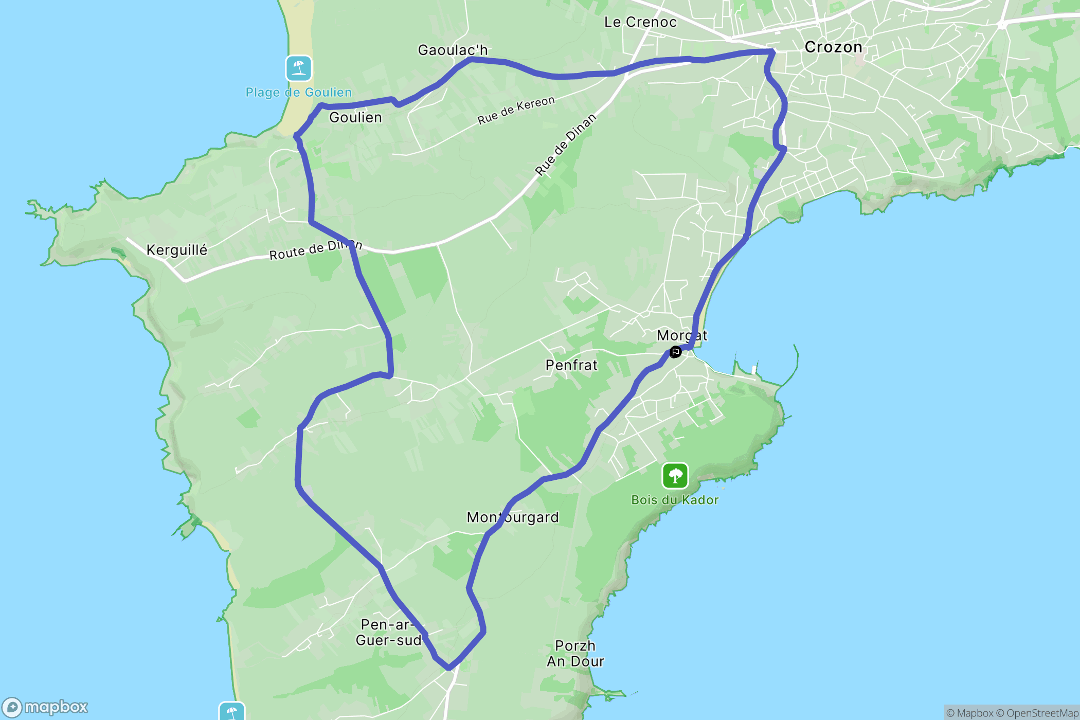 Crozon : carte du parcours de randonnée - France