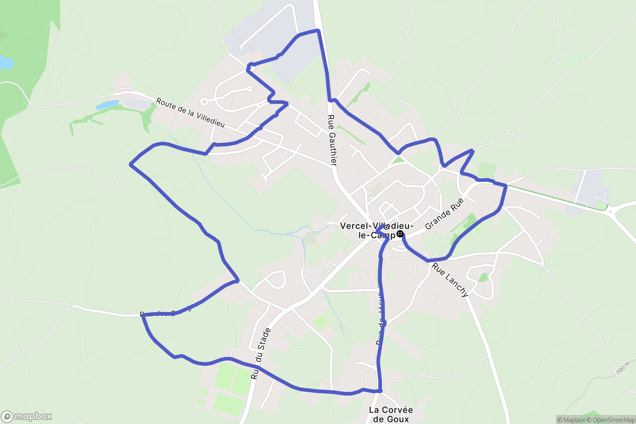 Vercel-Villedieu-le-Camp : carte du parcours de randonnée - France