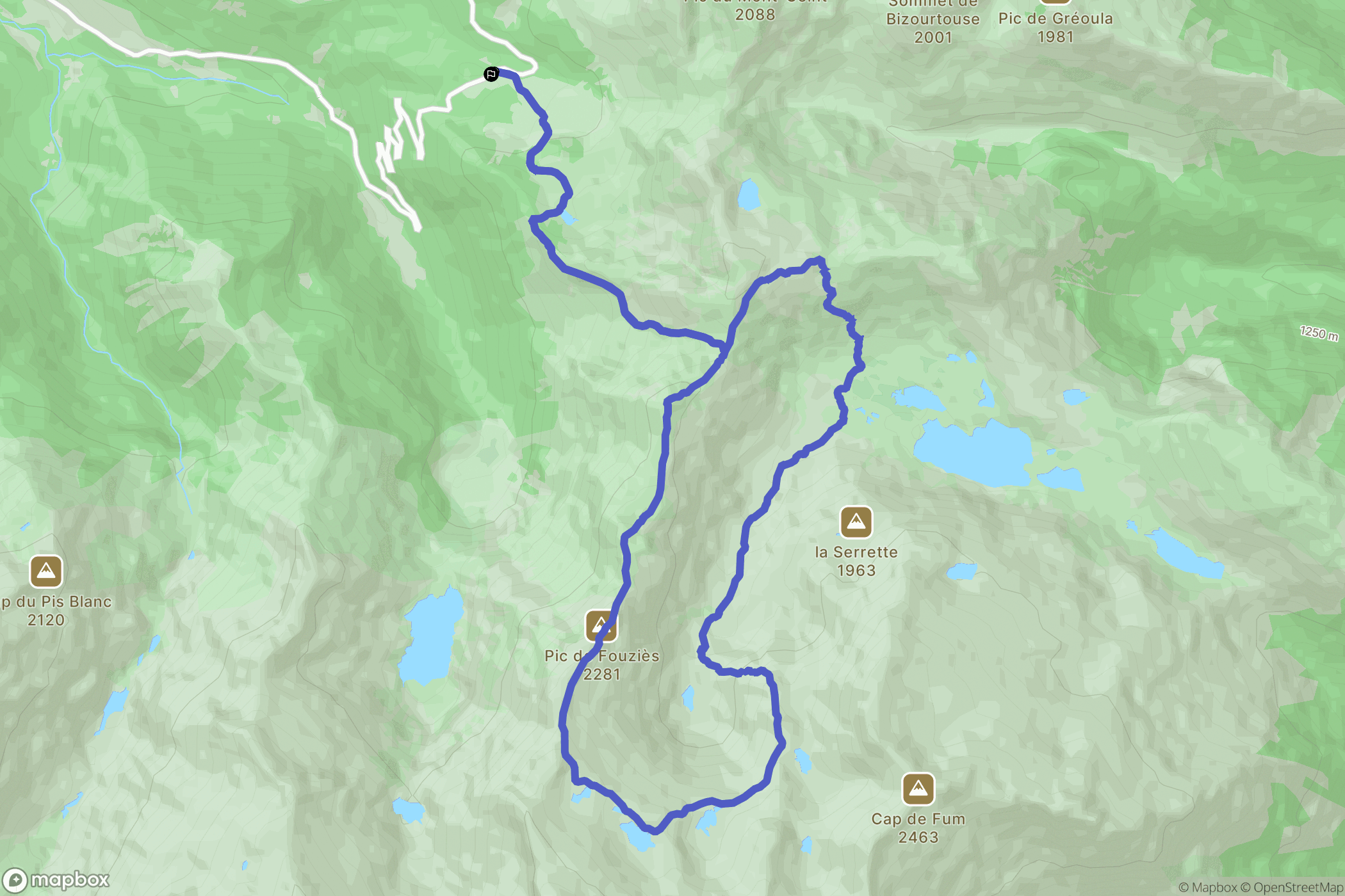 Aulus-les-Bains : carte du parcours de randonnée - France
