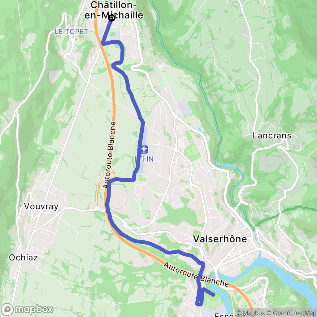 Valserhône : carte du parcours de randonnée - France