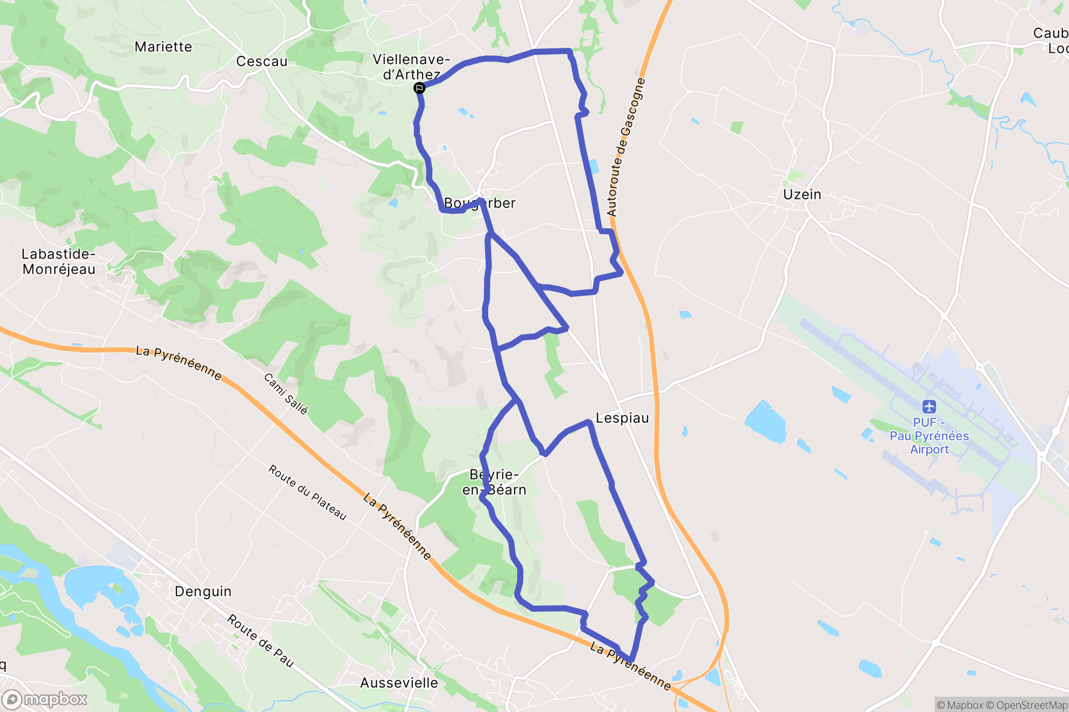 Viellenave-d'Arthez : carte du parcours de randonnée - France