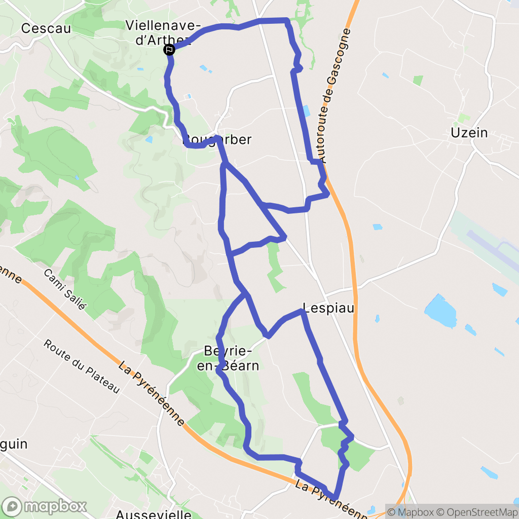 Viellenave-d'Arthez : carte du parcours de randonnée - France