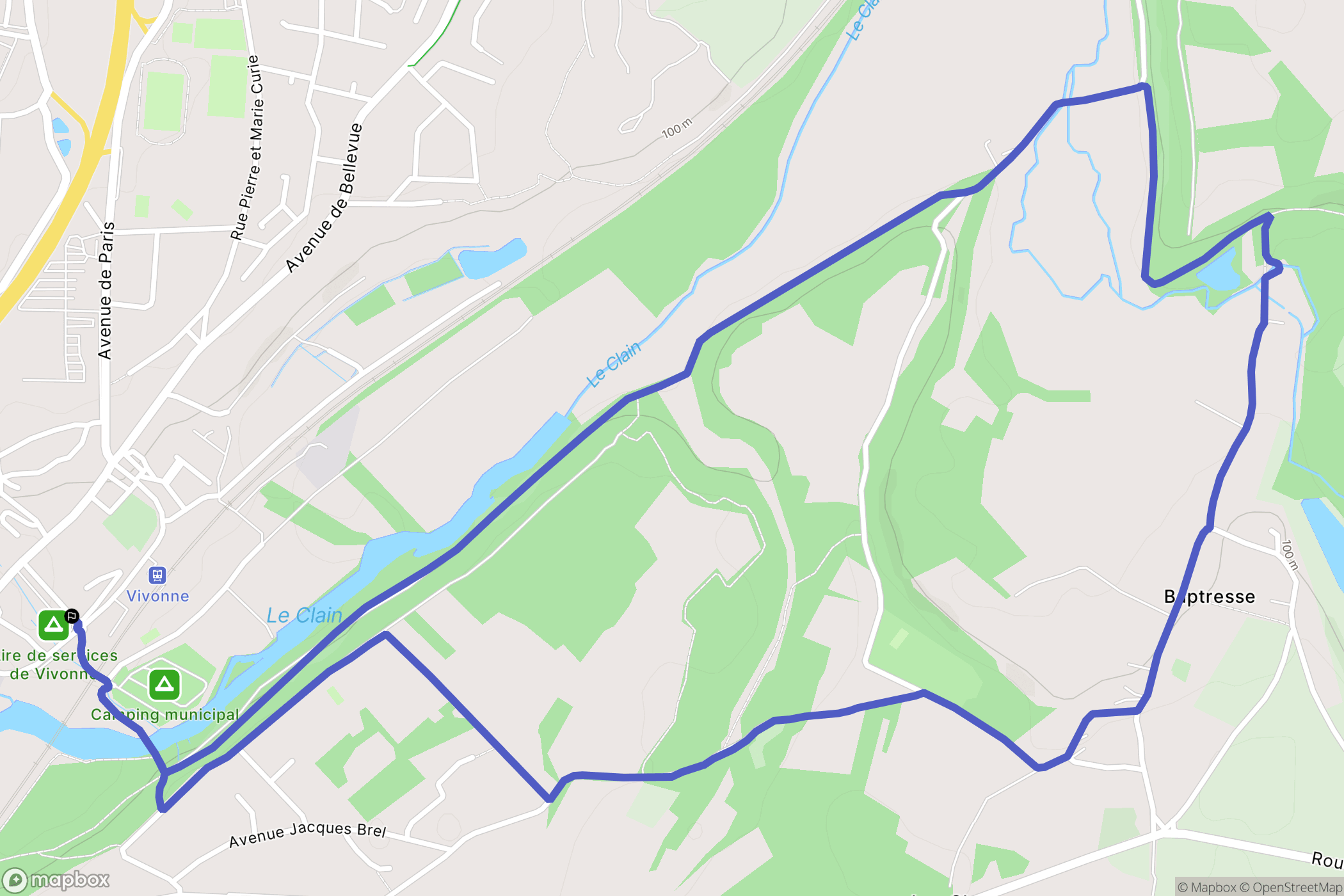 Vivonne : carte du parcours de randonnée - France