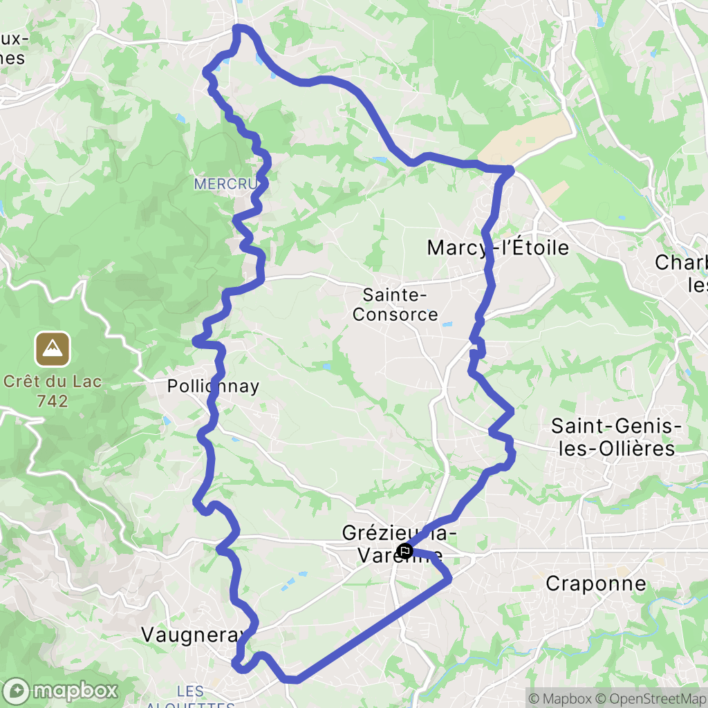 Grézieu-la-Varenne : carte du parcours de randonnée - France