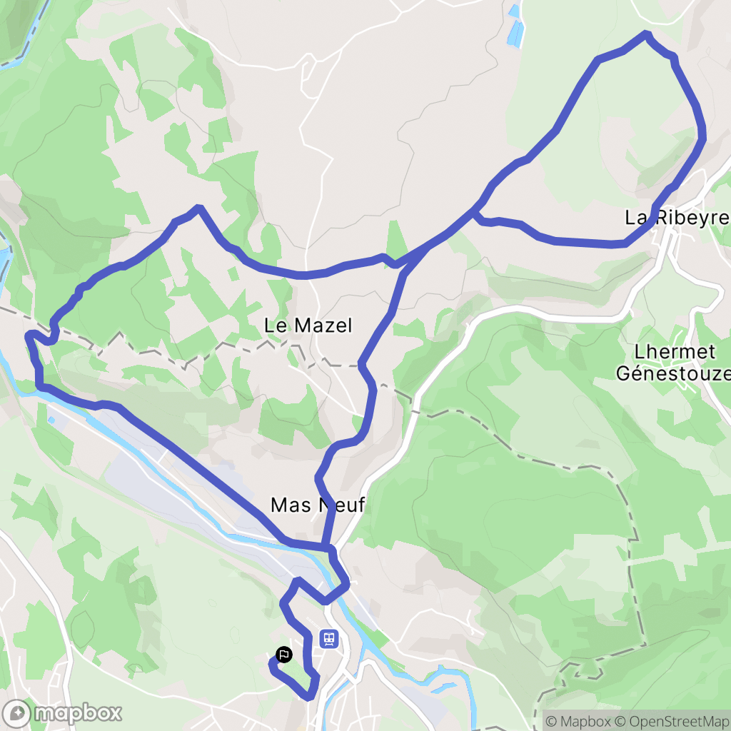 Langogne : carte du parcours de randonnée - France