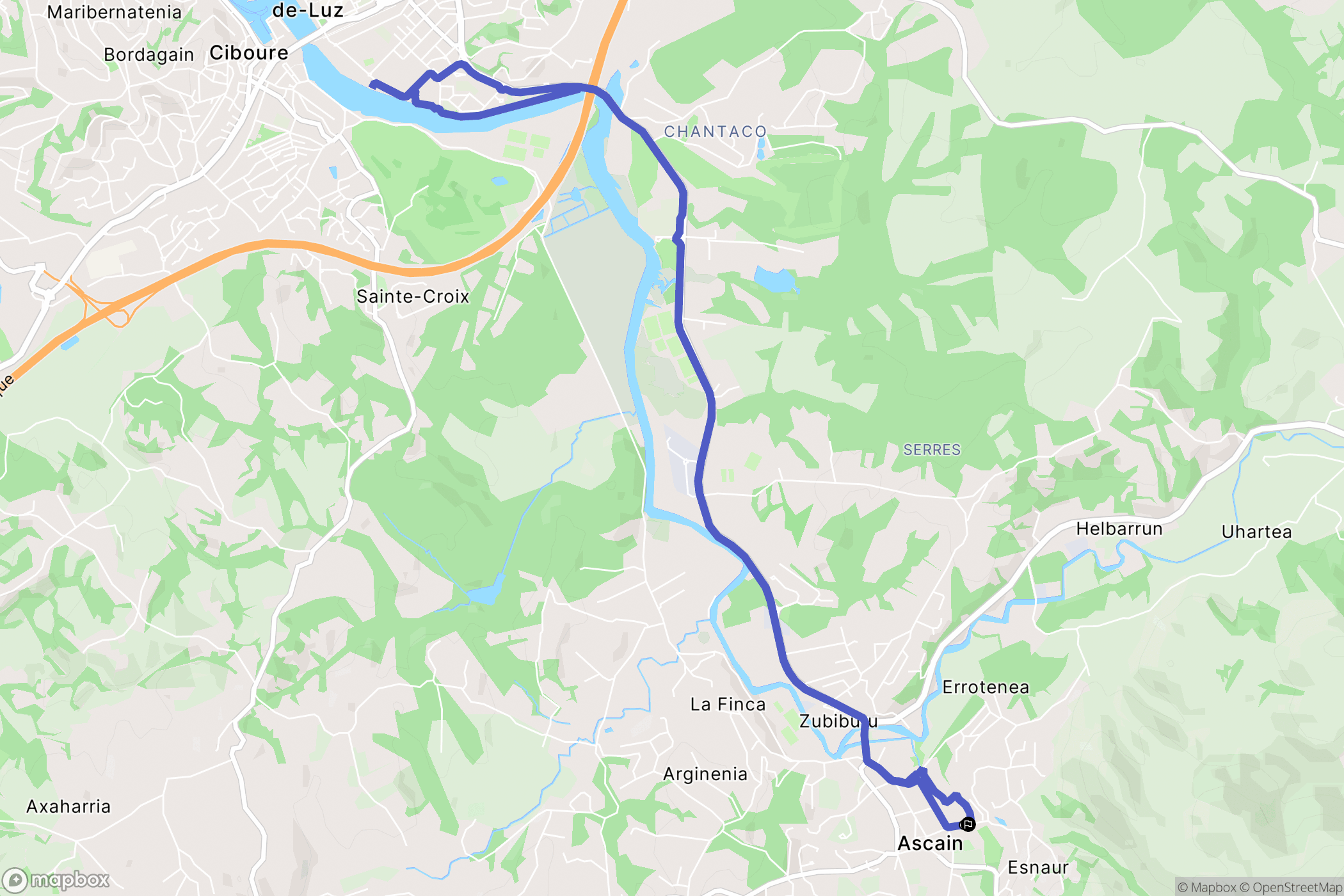 Ascain : carte du parcours de randonnée - France