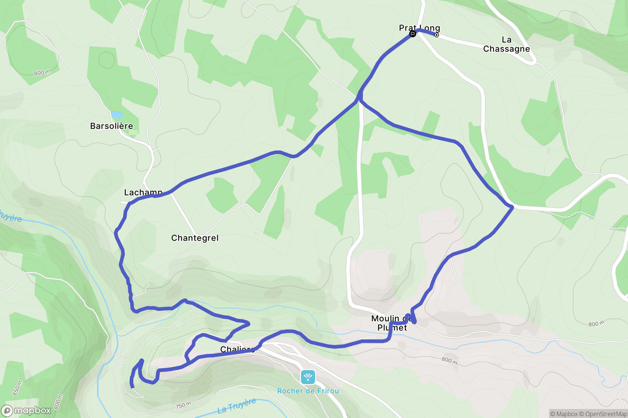 Chaliers : carte du parcours de randonnée - France
