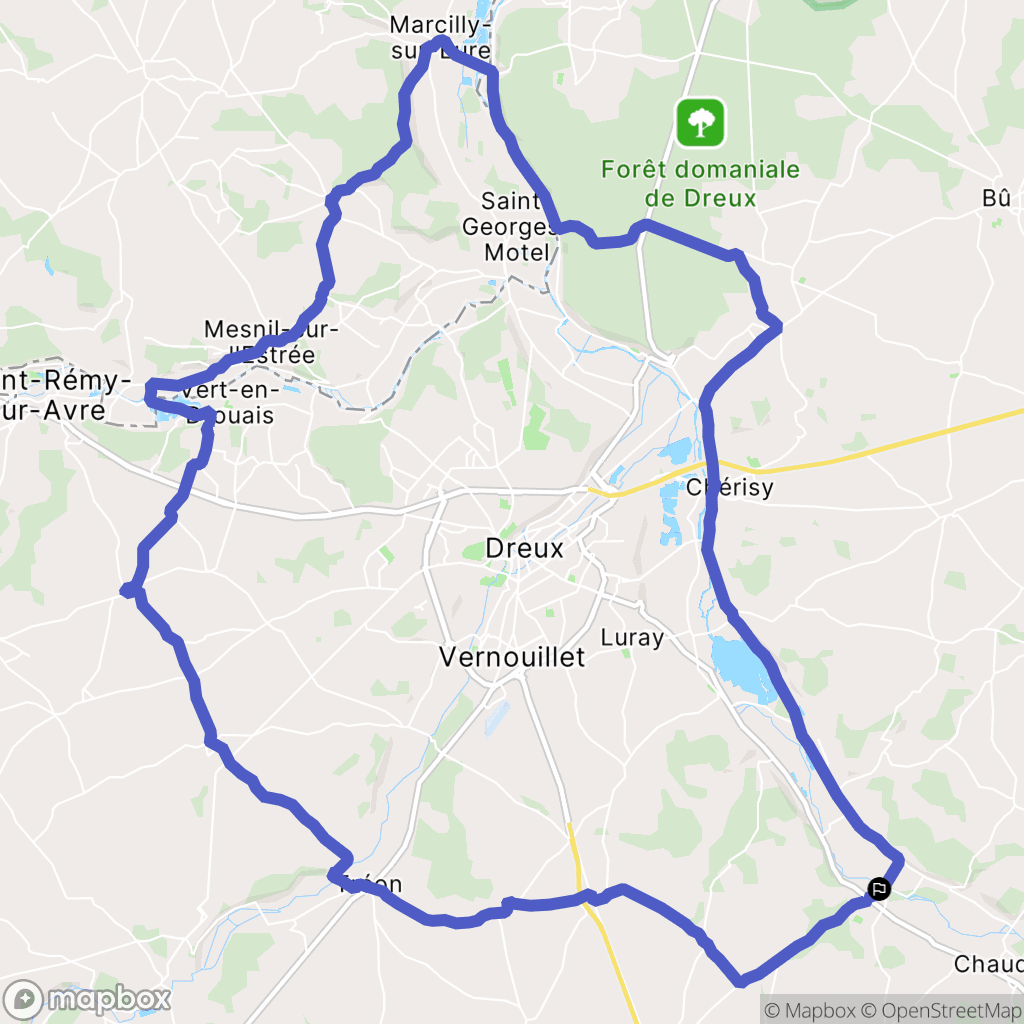 Villemeux-sur-Eure : carte du parcours de randonnée - France