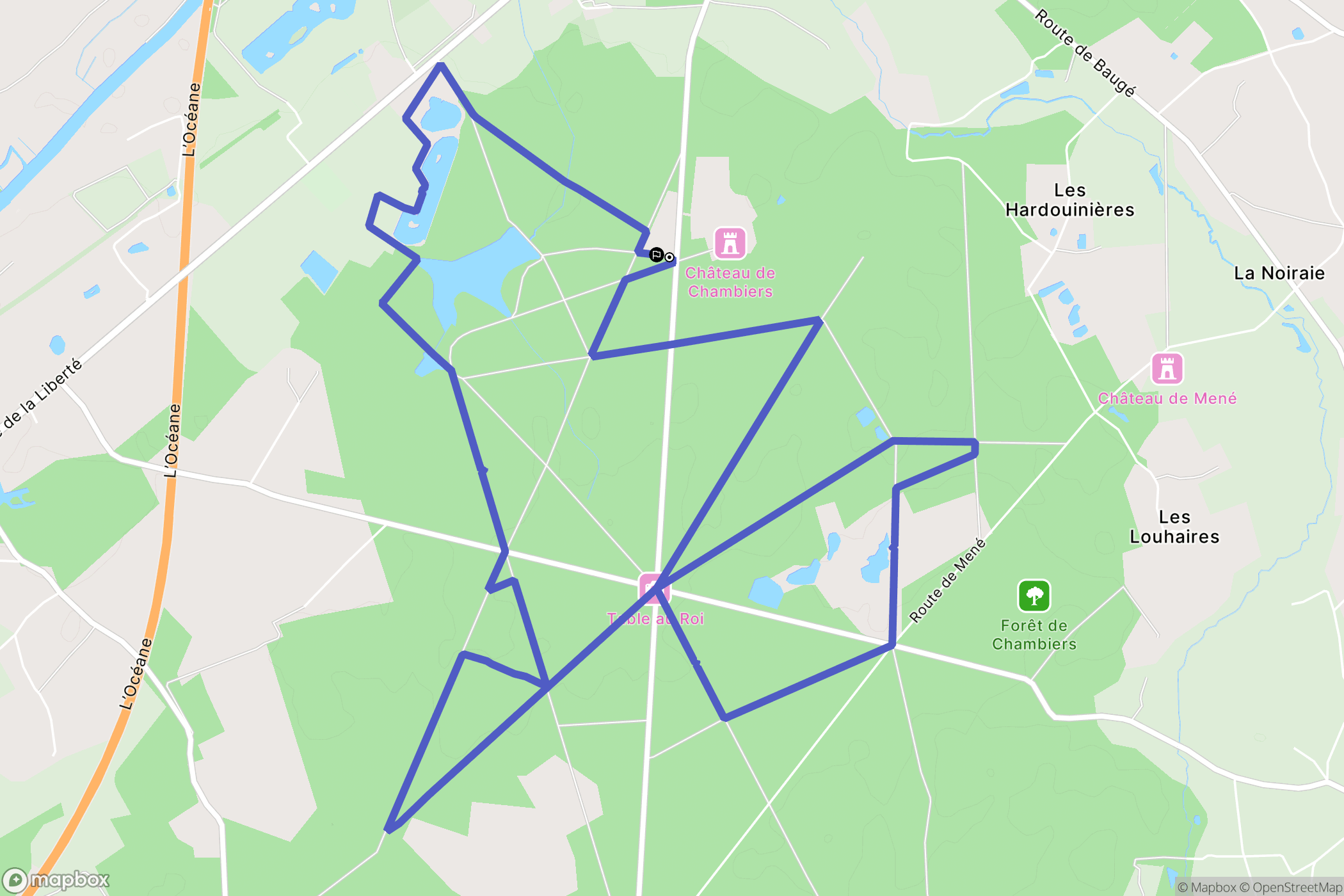 Durtal : carte du parcours de randonnée - France
