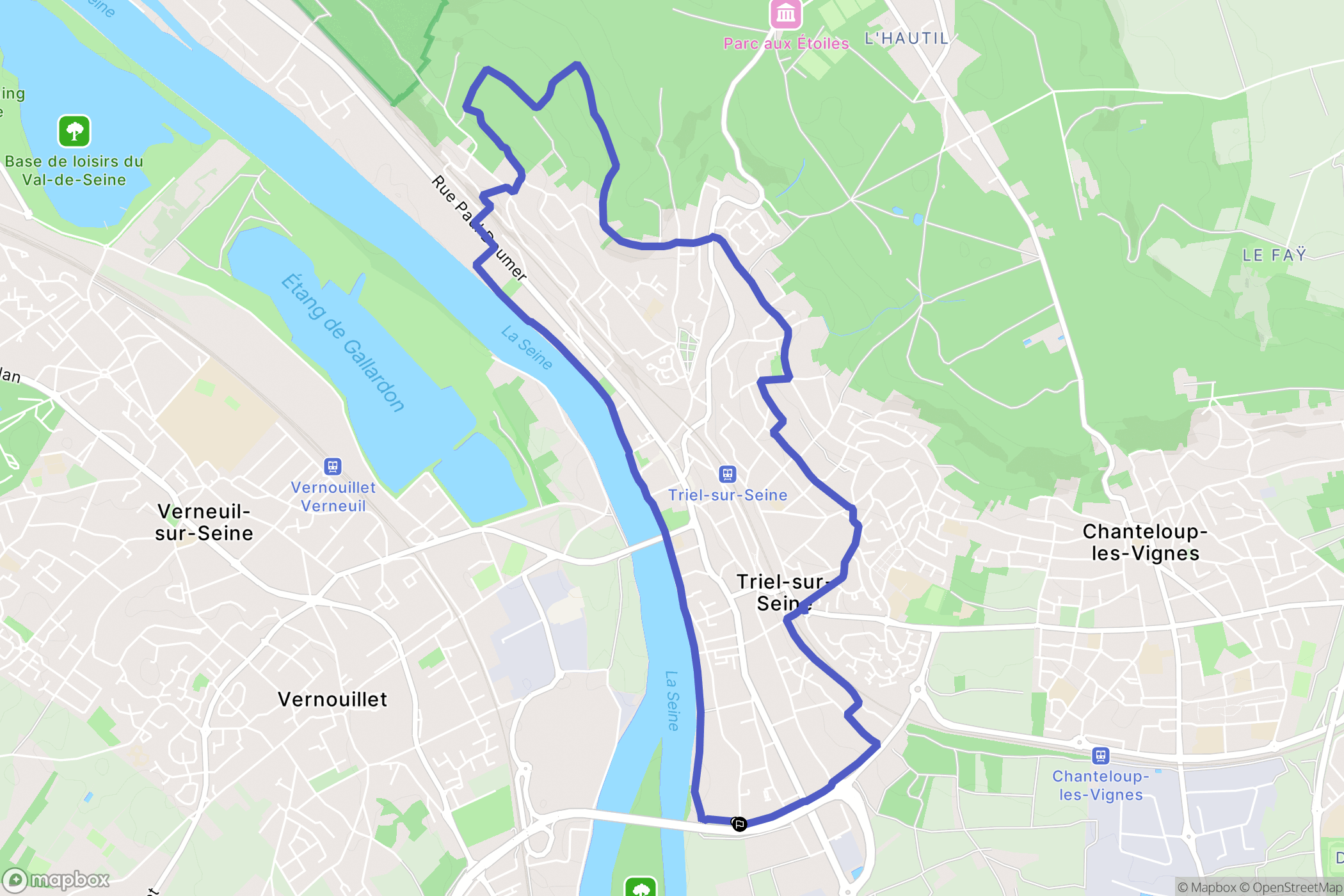Triel-sur-Seine : carte du parcours de randonnée - France