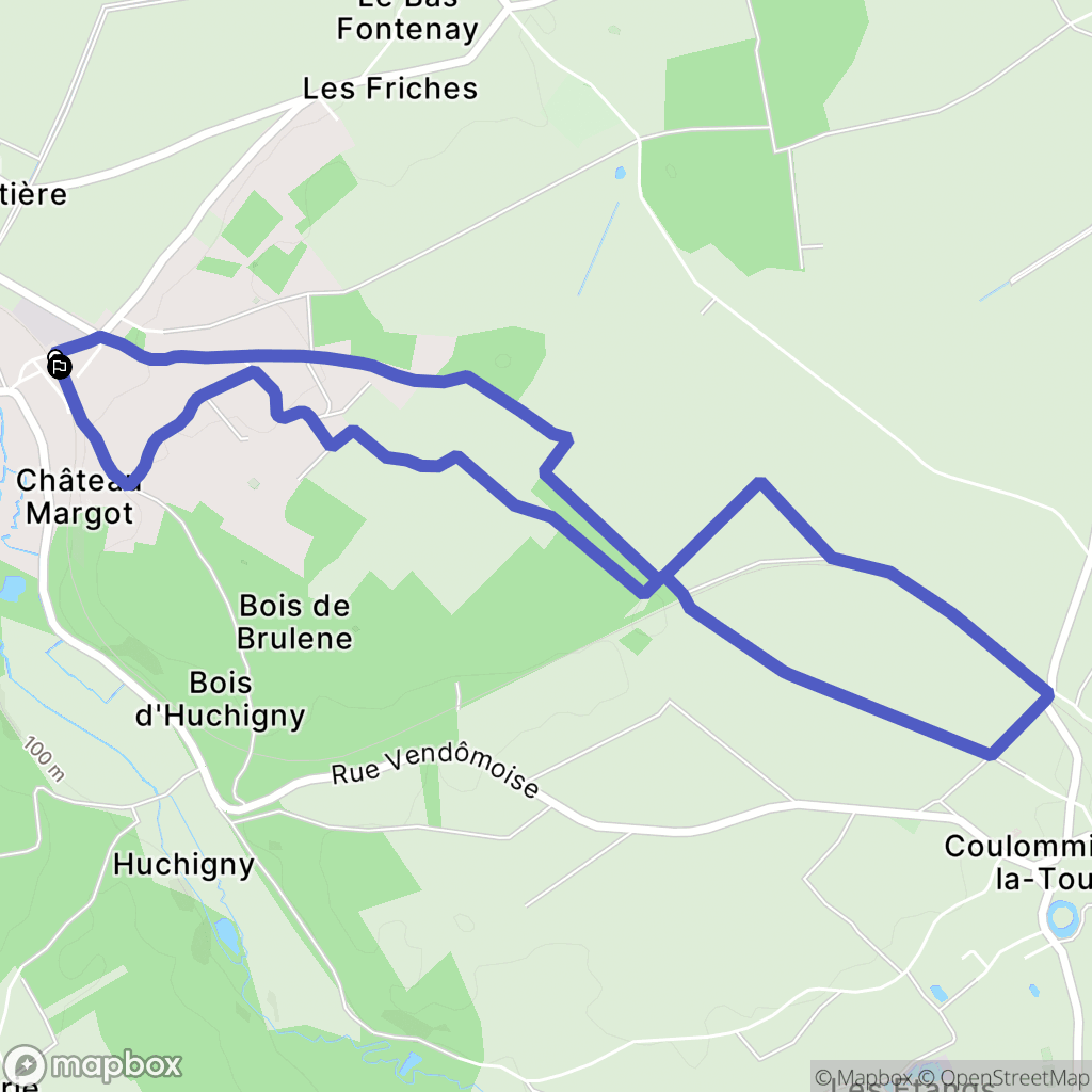 Areines : carte du parcours de randonnée - France