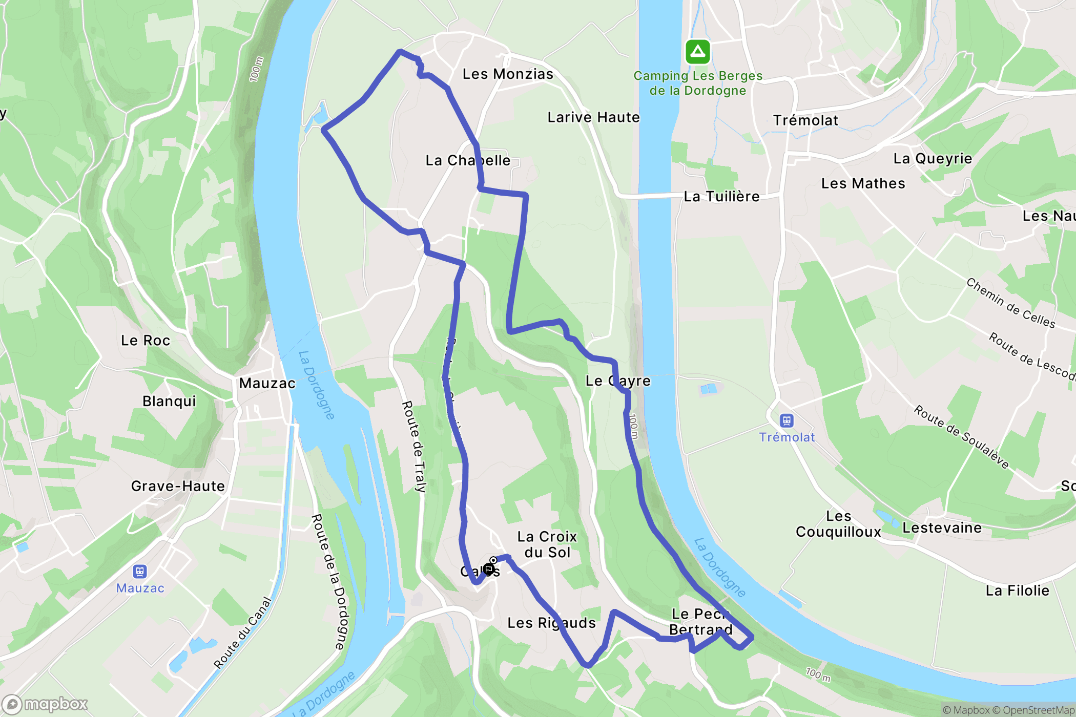 Calès : carte du parcours de randonnée - France