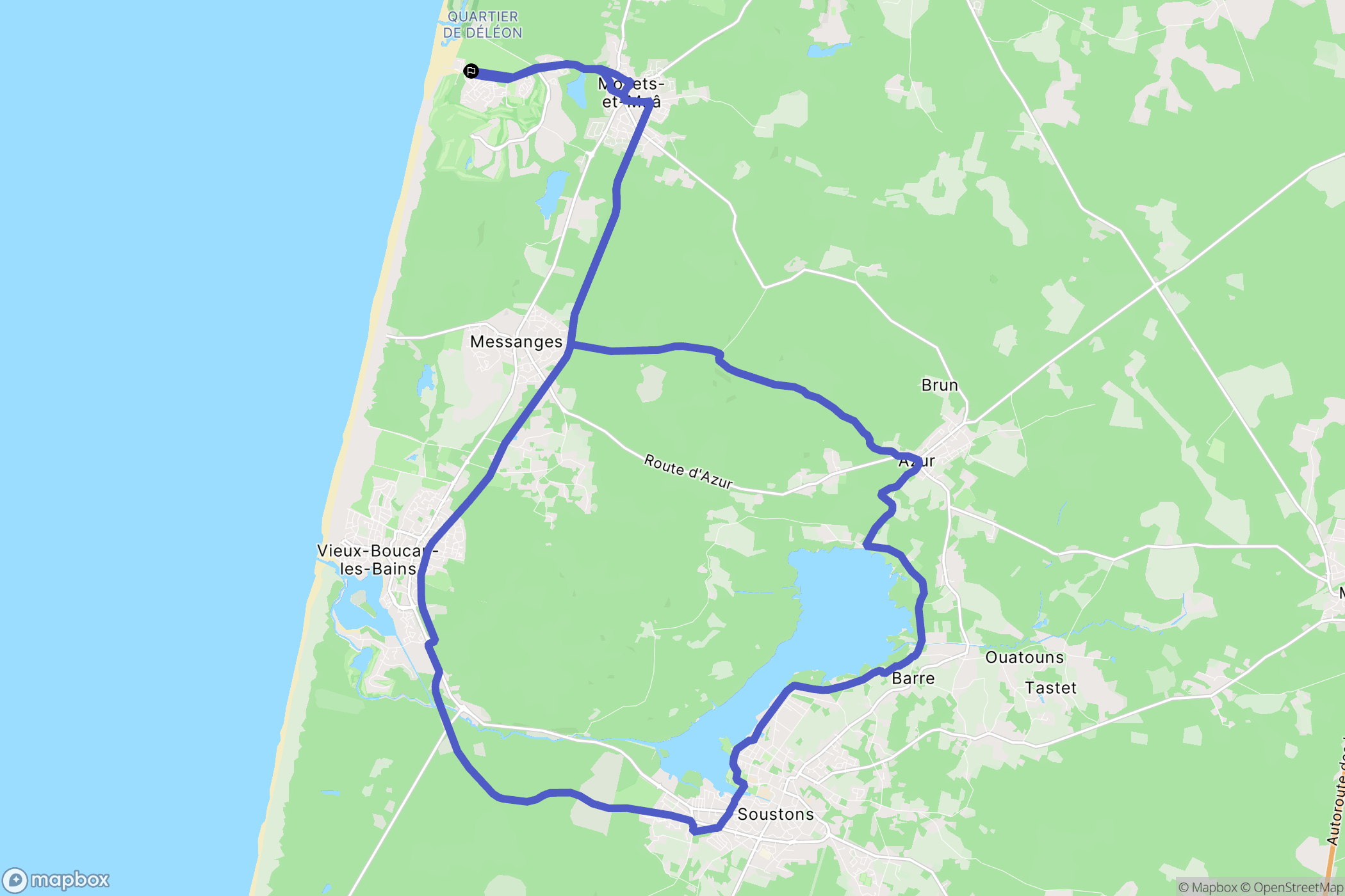 Moliets-et-Maa : carte du parcours de randonnée - France