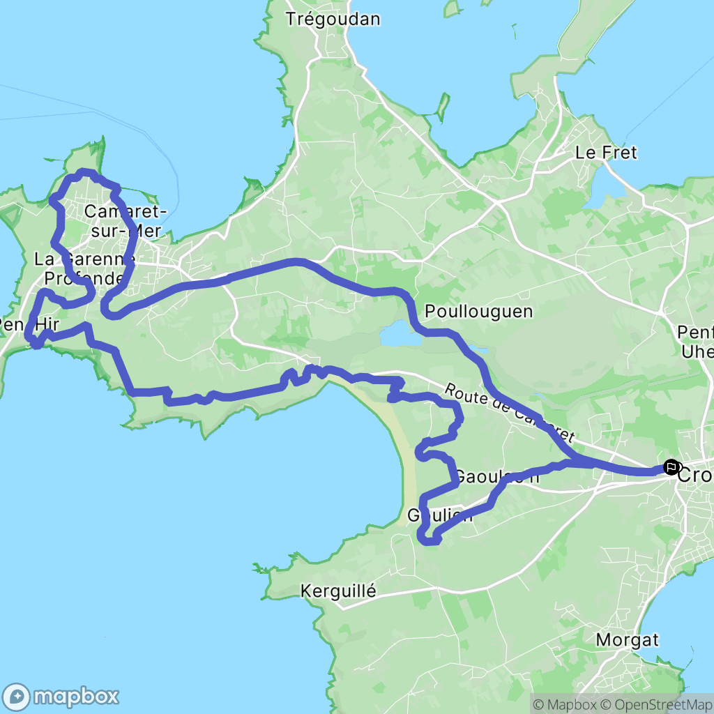 Crozon : carte du parcours de randonnée - France