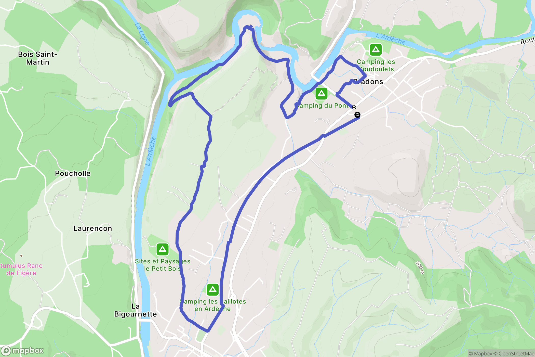 Pradons : carte du parcours de randonnée - France