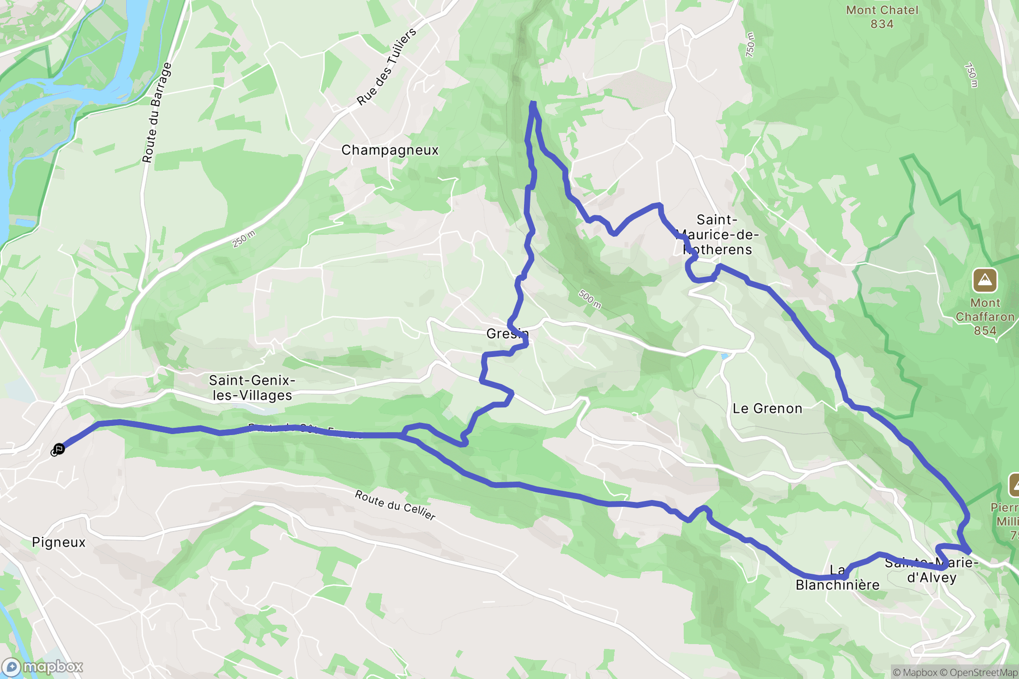 Saint-Genix-les-Villages : carte du parcours de randonnée - France