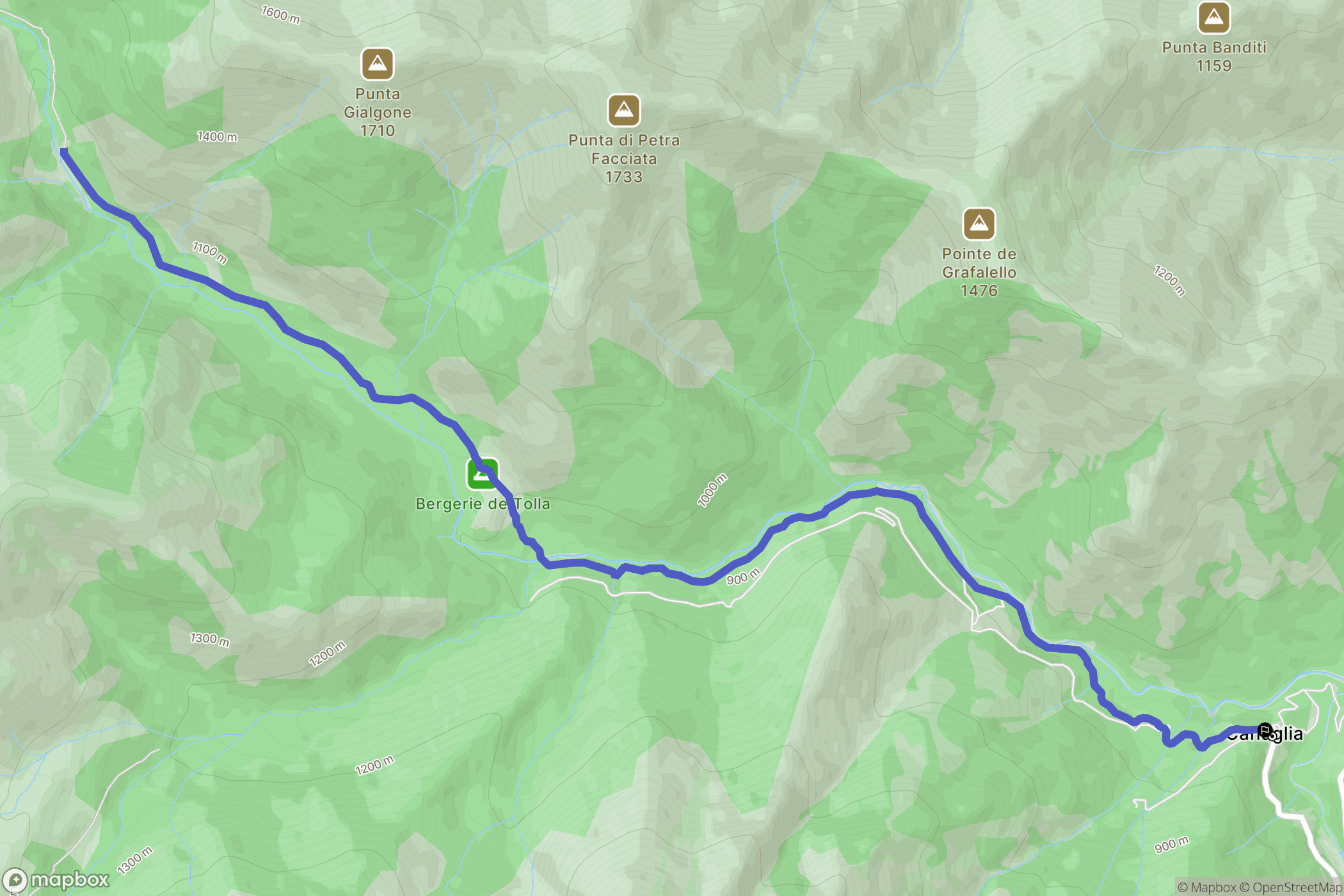 Vivario : carte du parcours de randonnée - France