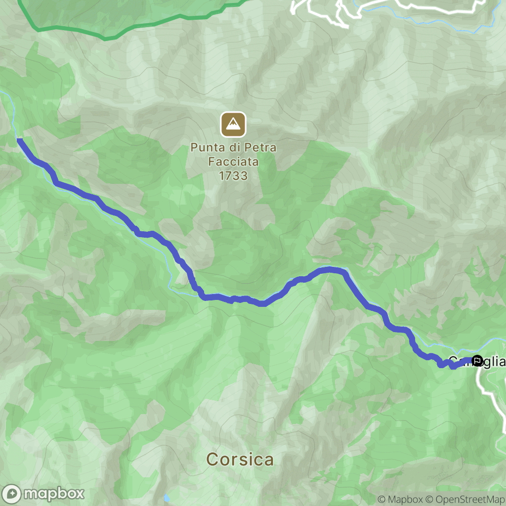 Vivario : carte du parcours de randonnée - France