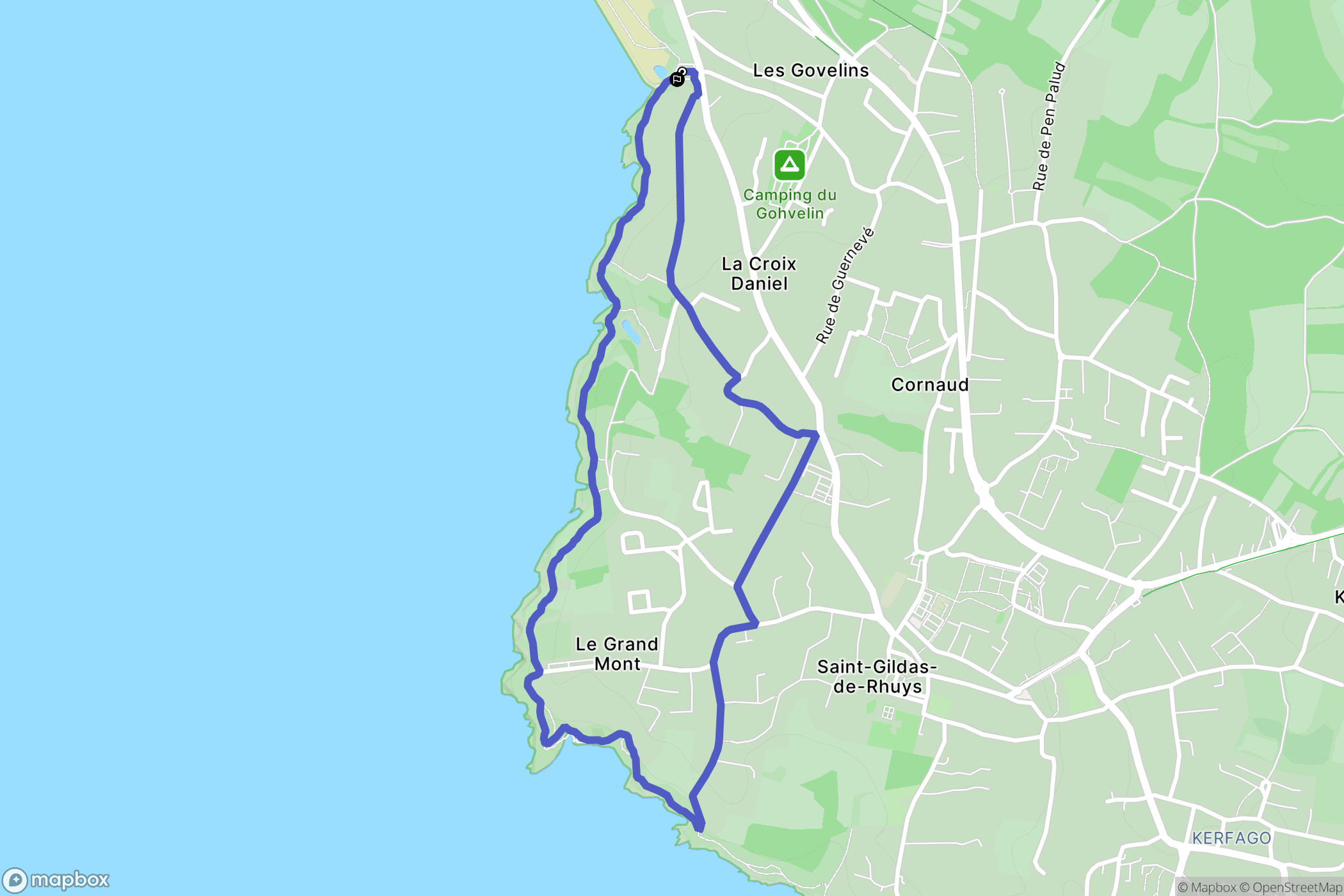 Saint-Gildas-de-Rhuys : carte du parcours de randonnée - France