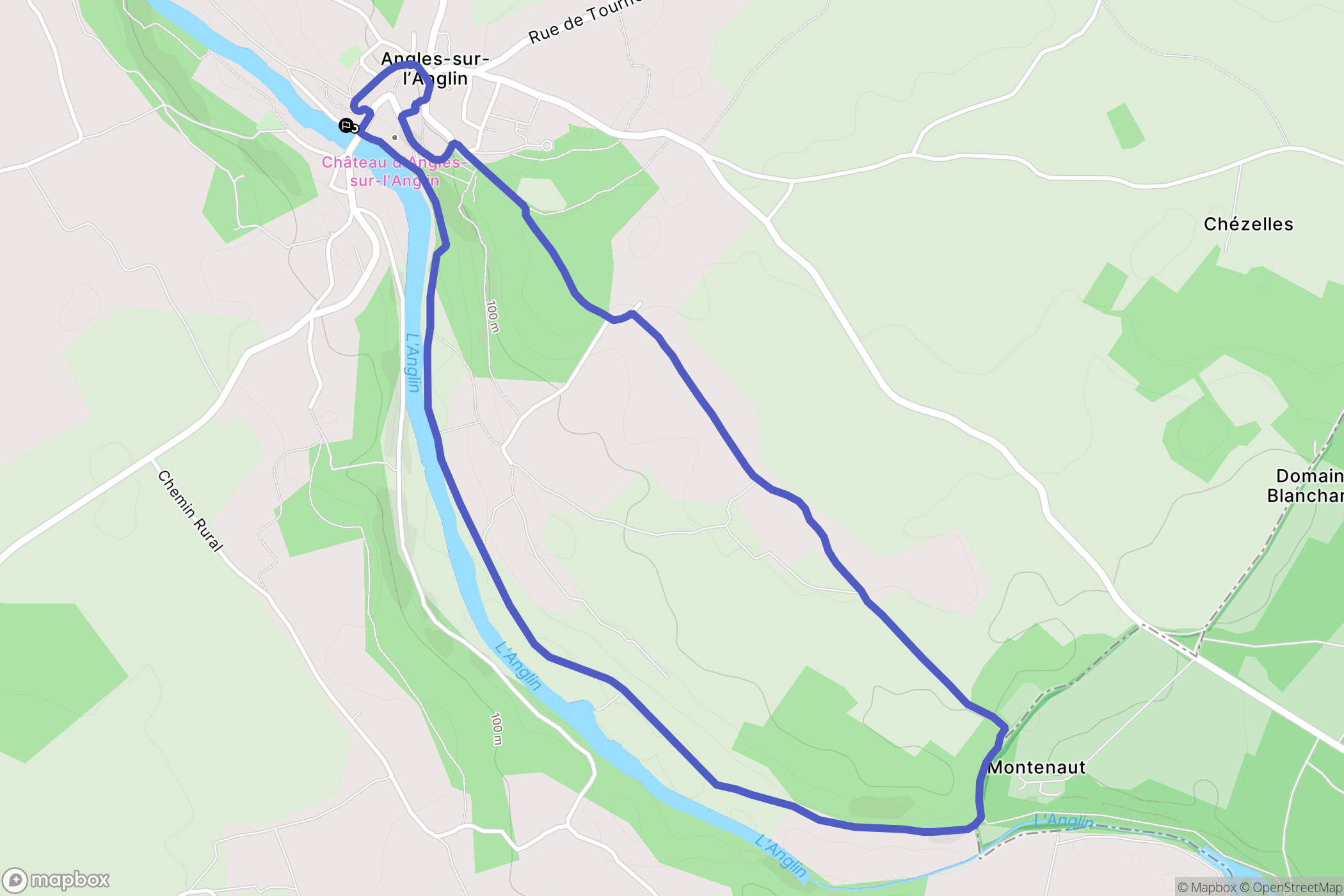 Angles-sur-l'Anglin : carte du parcours de randonnée - France