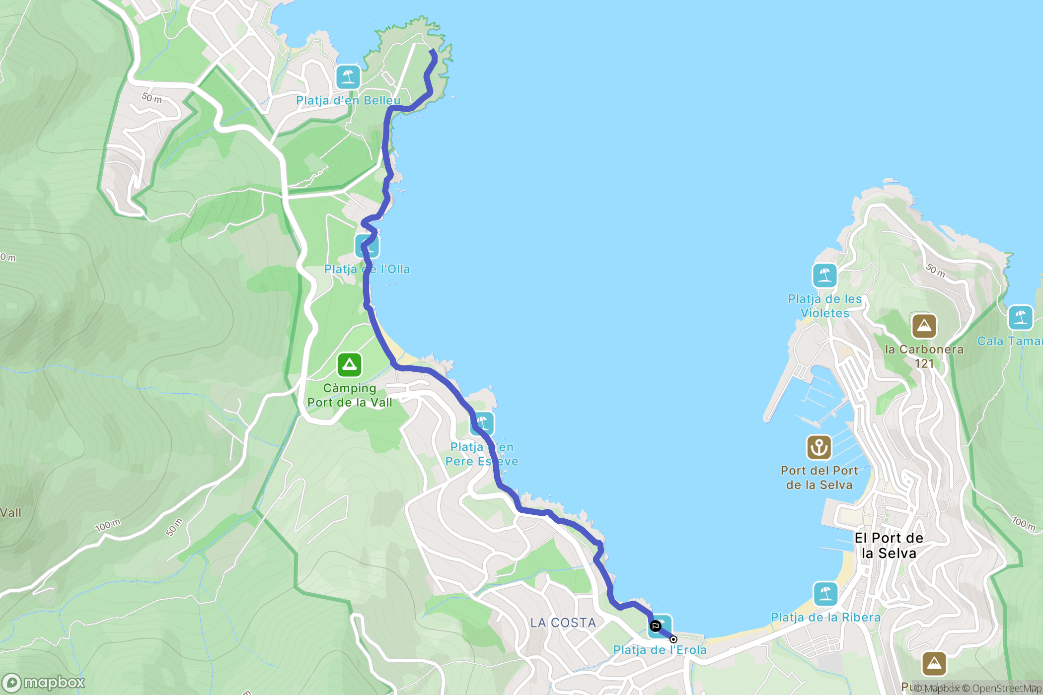 El Port de la Selva : carte du parcours de randonnée - Spain
