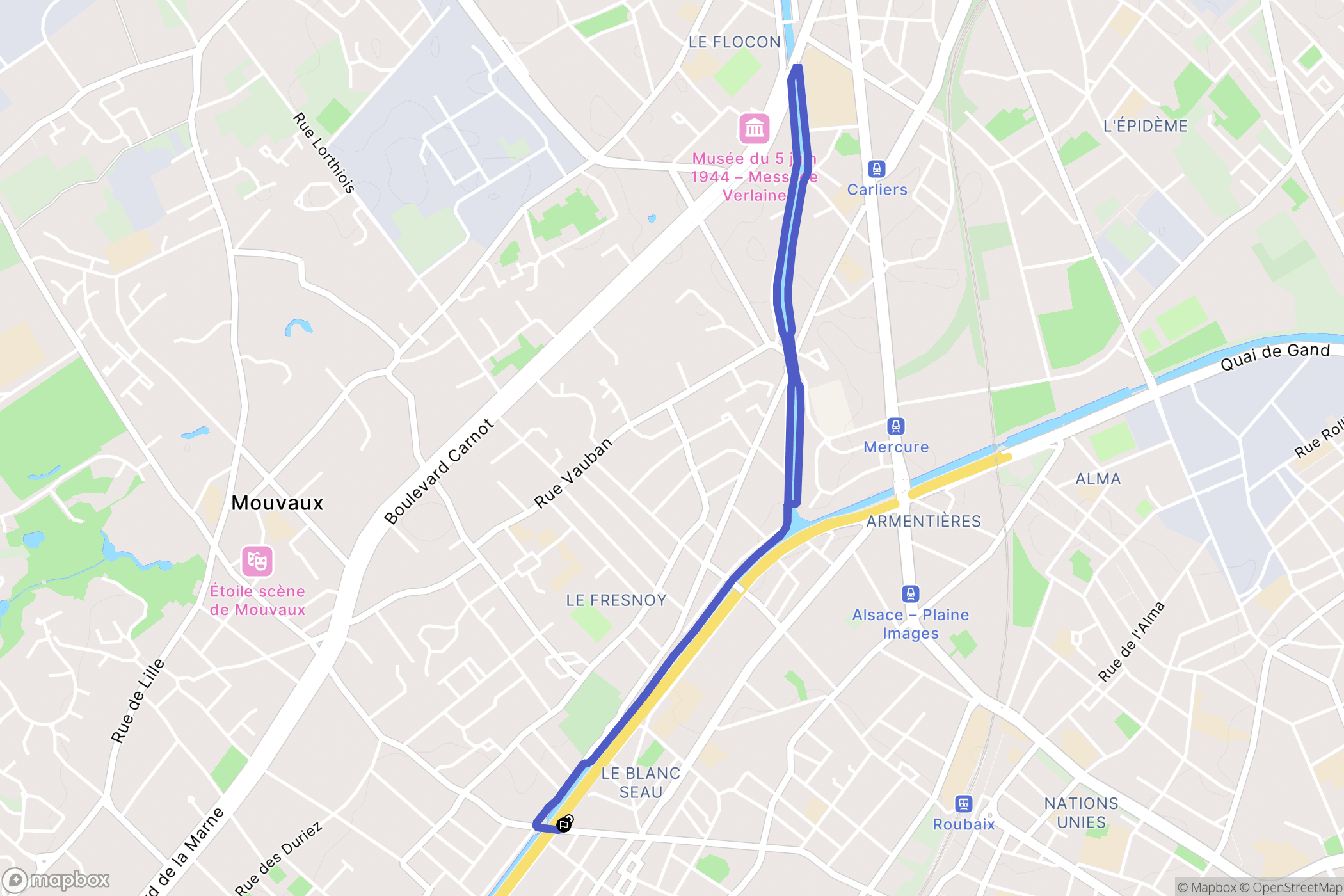 Tourcoing : carte du parcours de randonnée - France