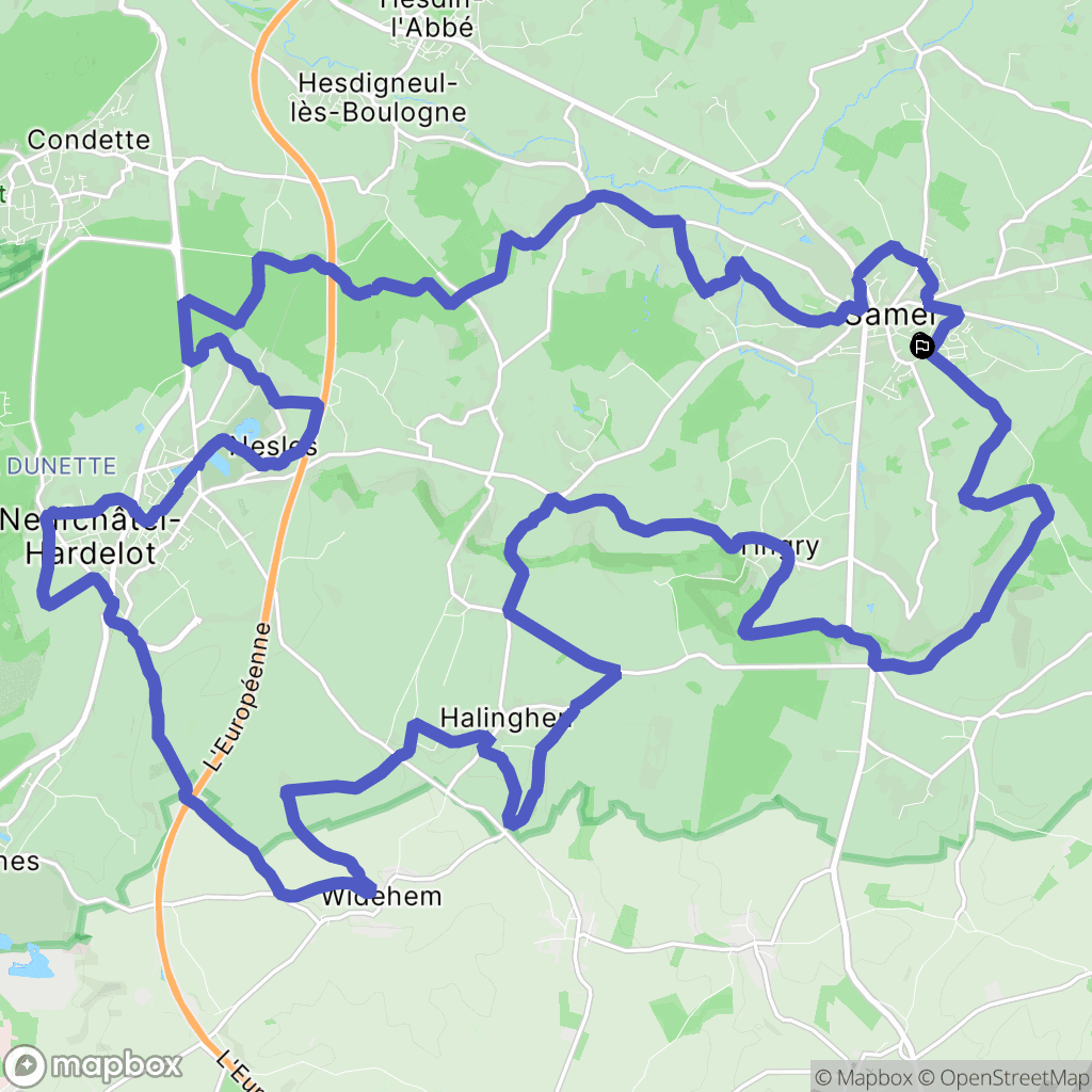 Samer : carte du parcours de randonnée - France