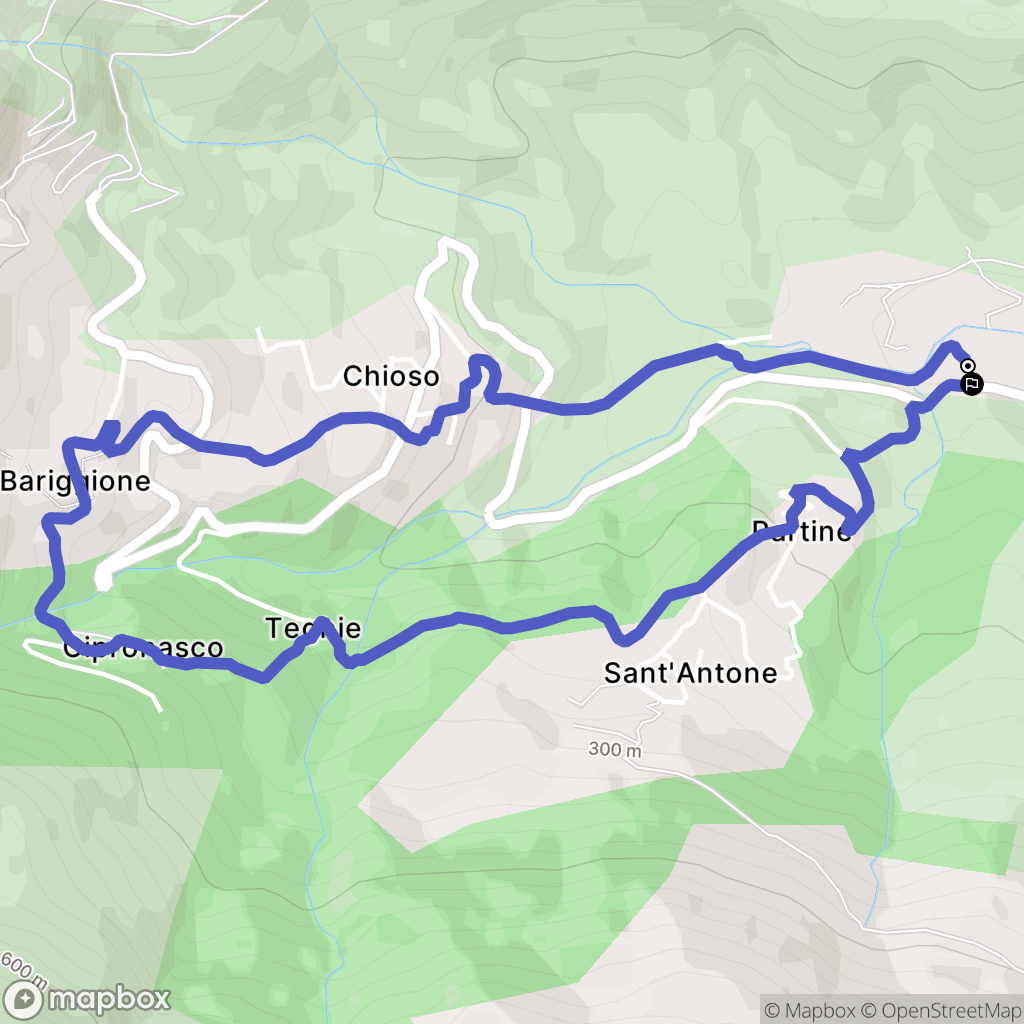 Sisco : carte du parcours de randonnée - France