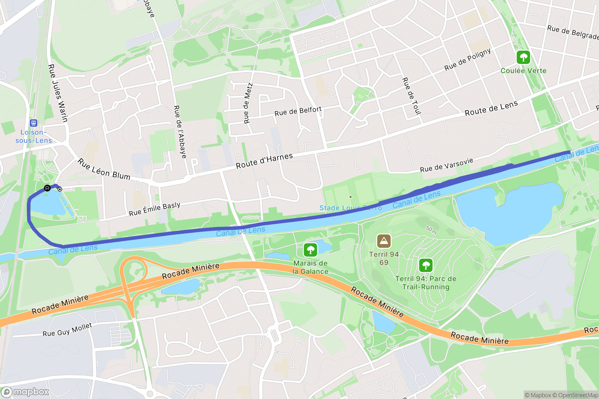 Loison-sous-Lens : carte du parcours de randonnée - France