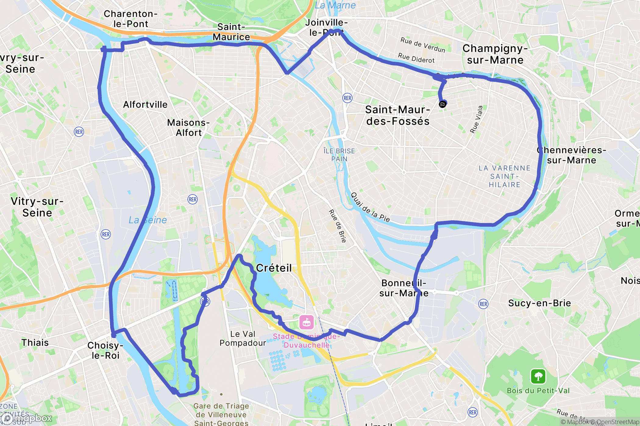 Saint-Maur-des-Fossés : carte du parcours de randonnée - France