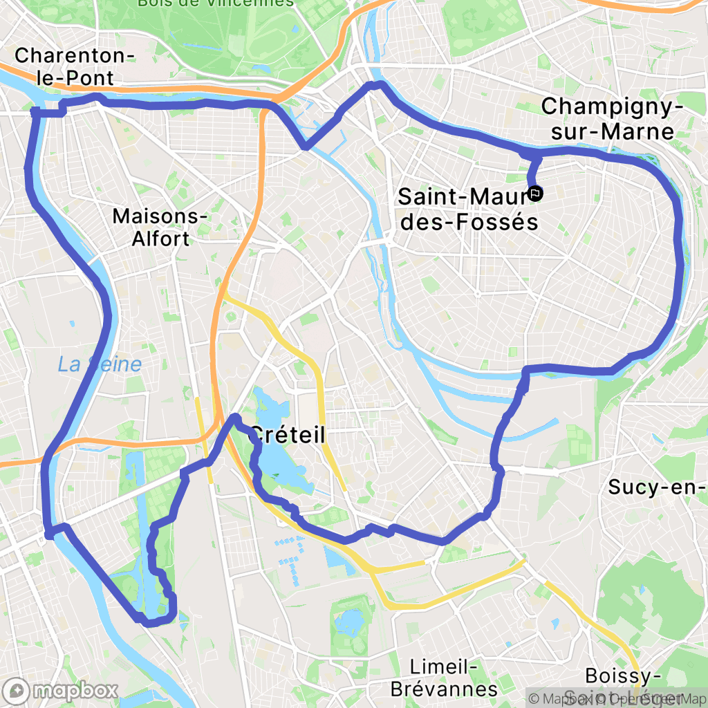 Saint-Maur-des-Fossés : carte du parcours de randonnée - France