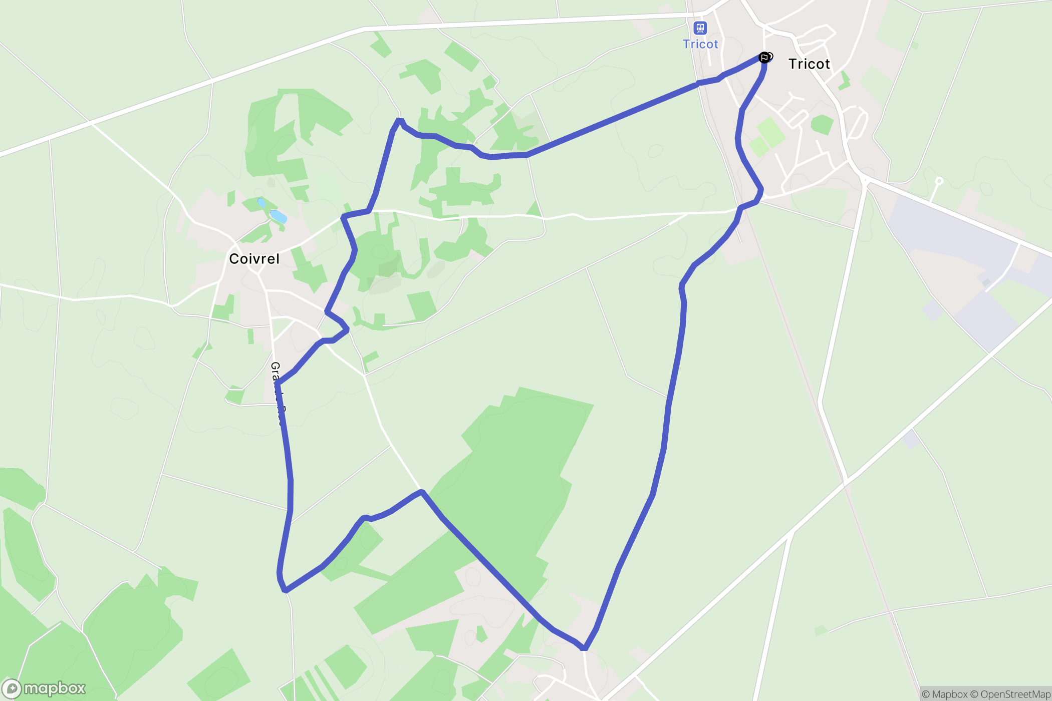 Tricot : carte du parcours de randonnée - France