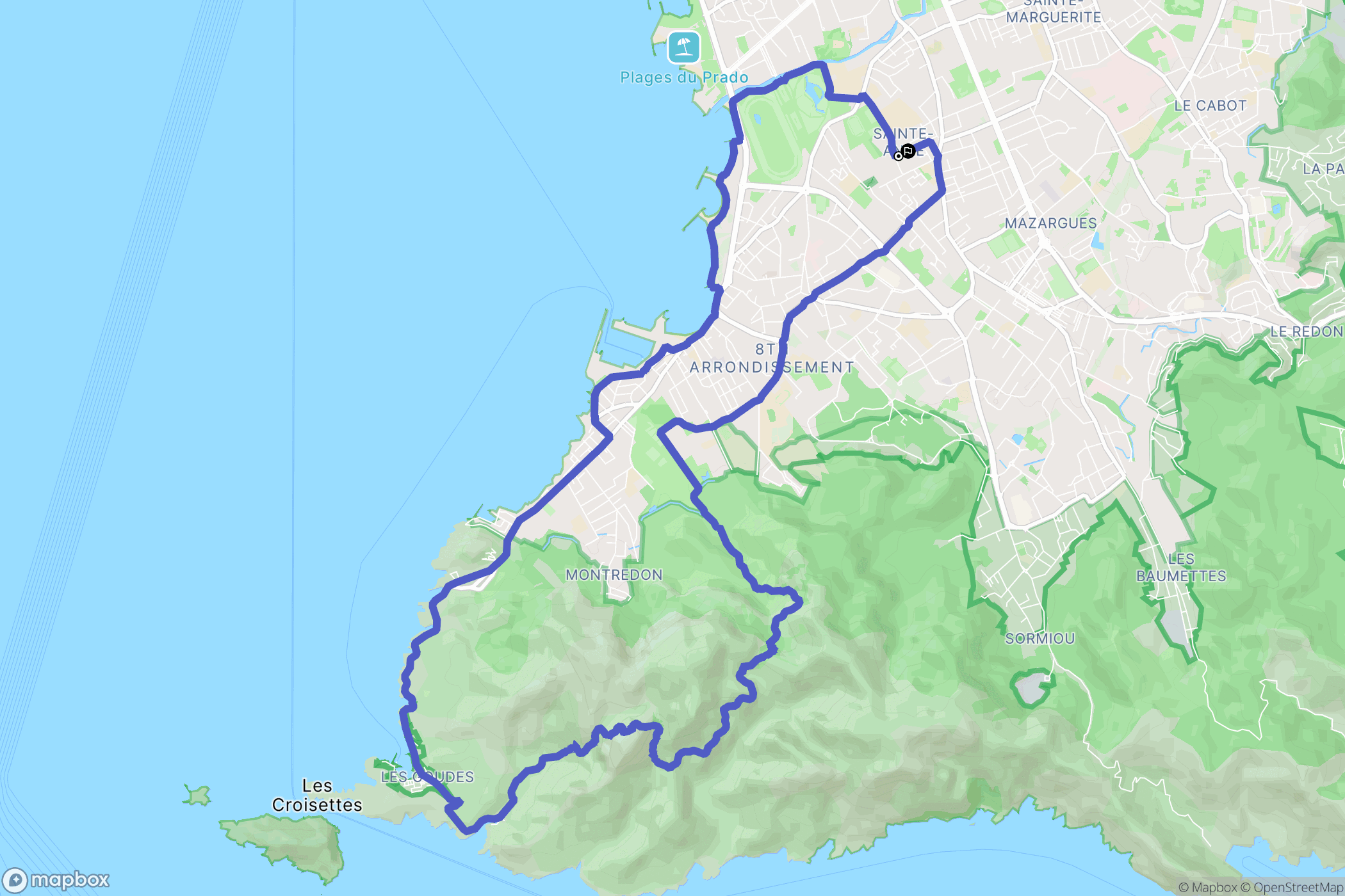 Marseille : carte du parcours de randonnée - France