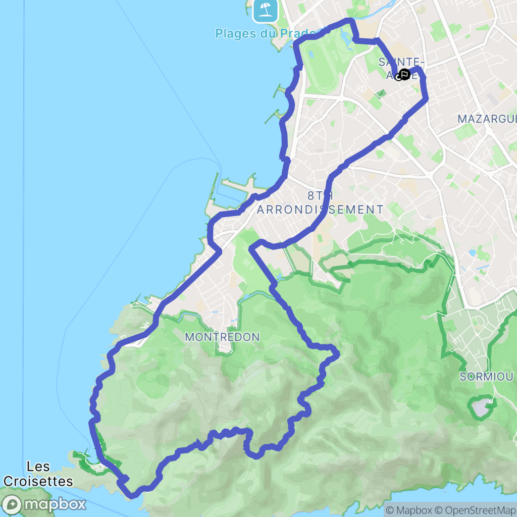 Marseille : carte du parcours de randonnée - France